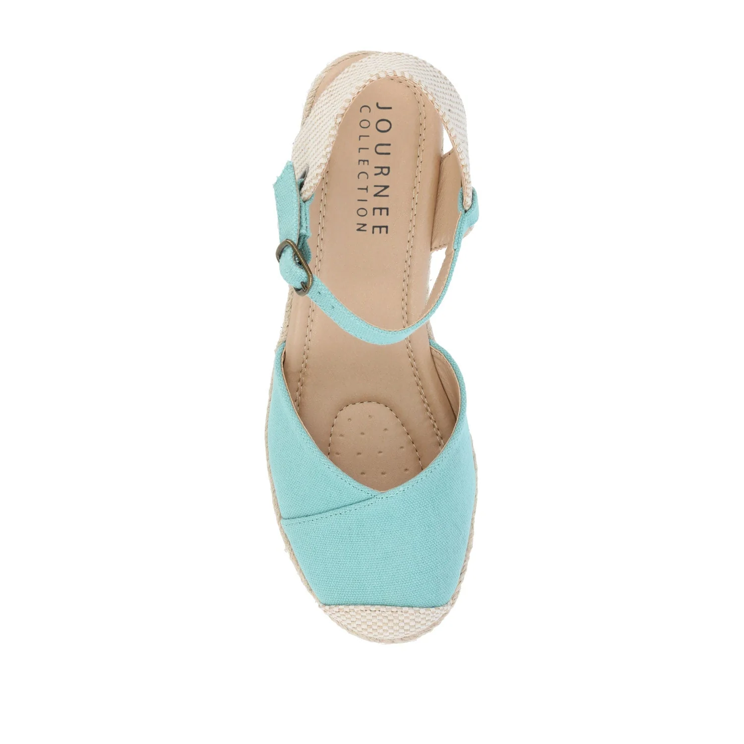 ASHLYN ESPADRILLE WEDGE SANDALS IN CANVAS - Teal Fabric - Image 6