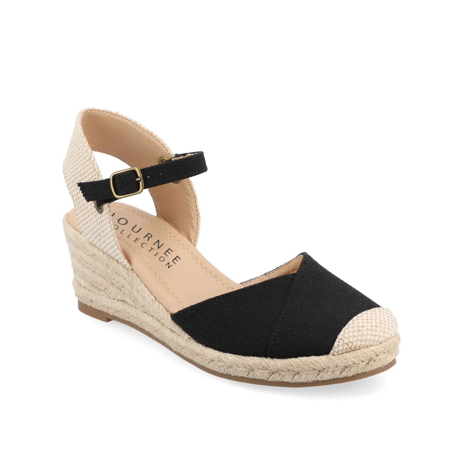 ASHLYN ESPADRILLE WEDGE SANDALS IN WIDE - Black Fabric - Image 2