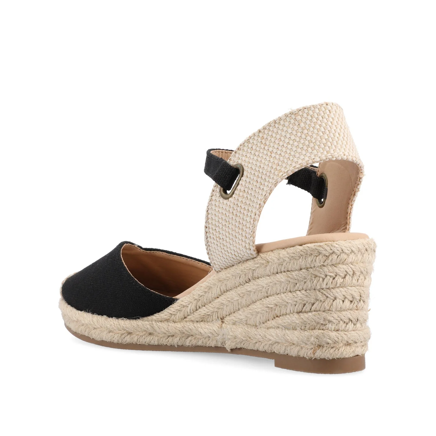 ASHLYN ESPADRILLE WEDGE SANDALS IN WIDE - Black Fabric - Image 4