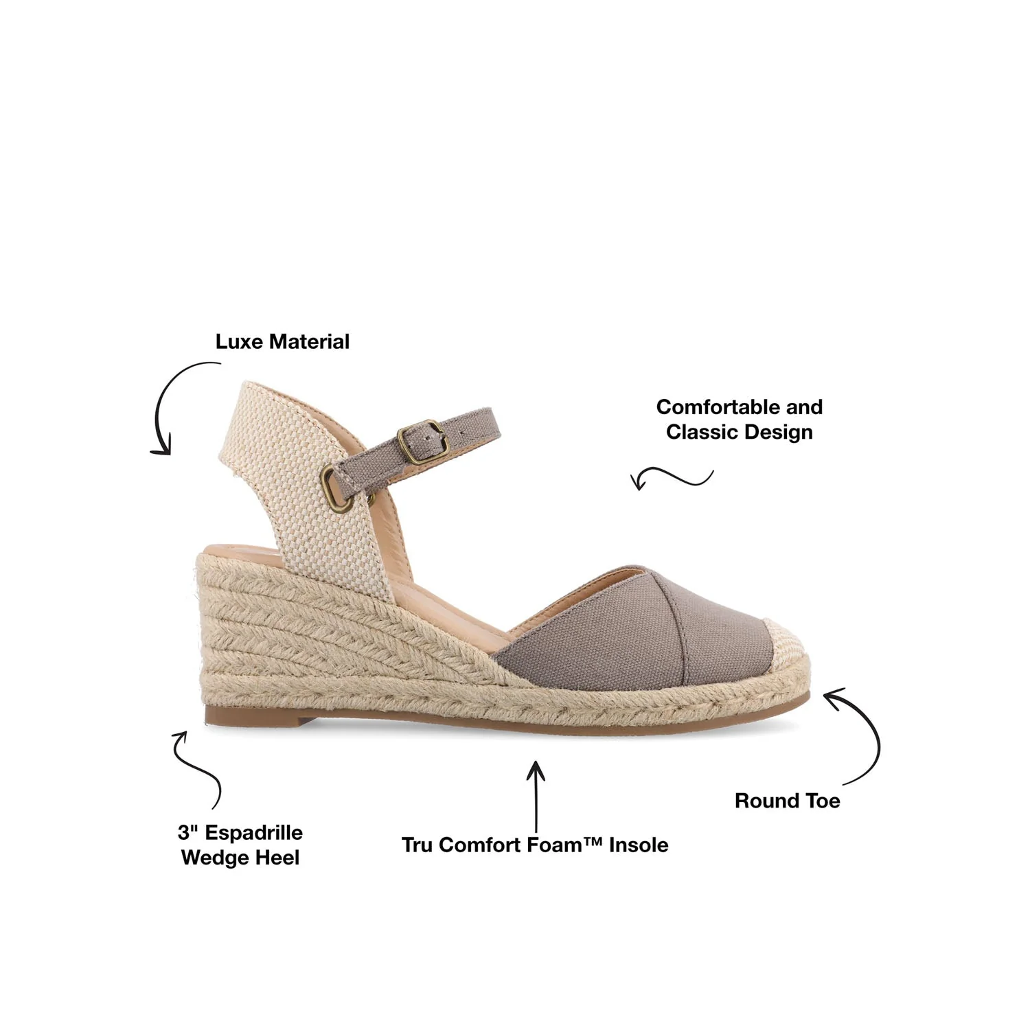 ASHLYN ESPADRILLE WEDGE SANDALS IN WIDE - Grey Fabric - Image 9