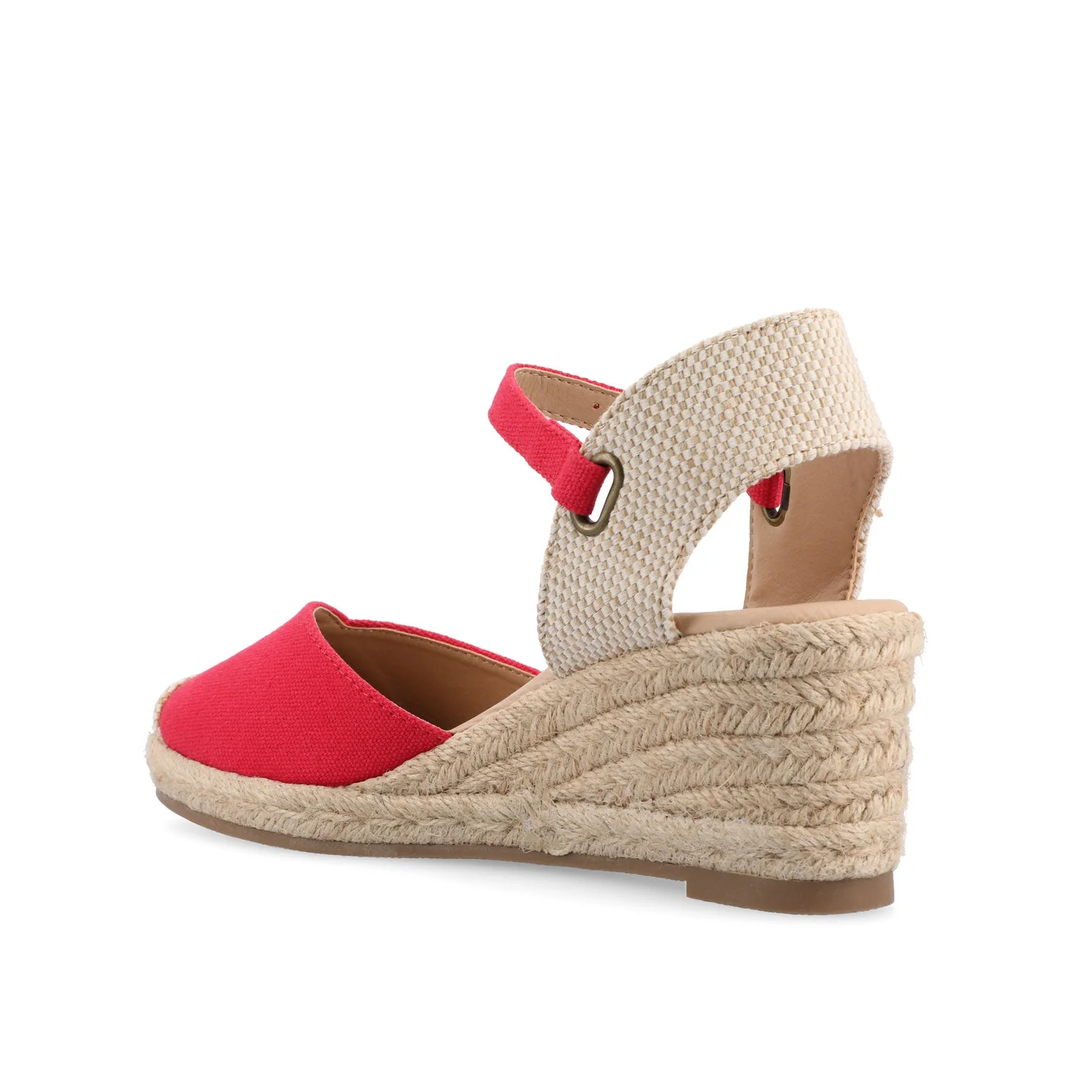ASHLYN ESPADRILLE WEDGE SANDALS IN WIDE - Red Fabric - Image 4