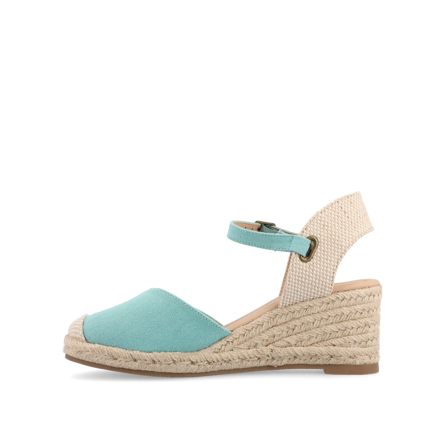 ASHLYN ESPADRILLE WEDGE SANDALS IN WIDE - Teal Fabric - Image 6