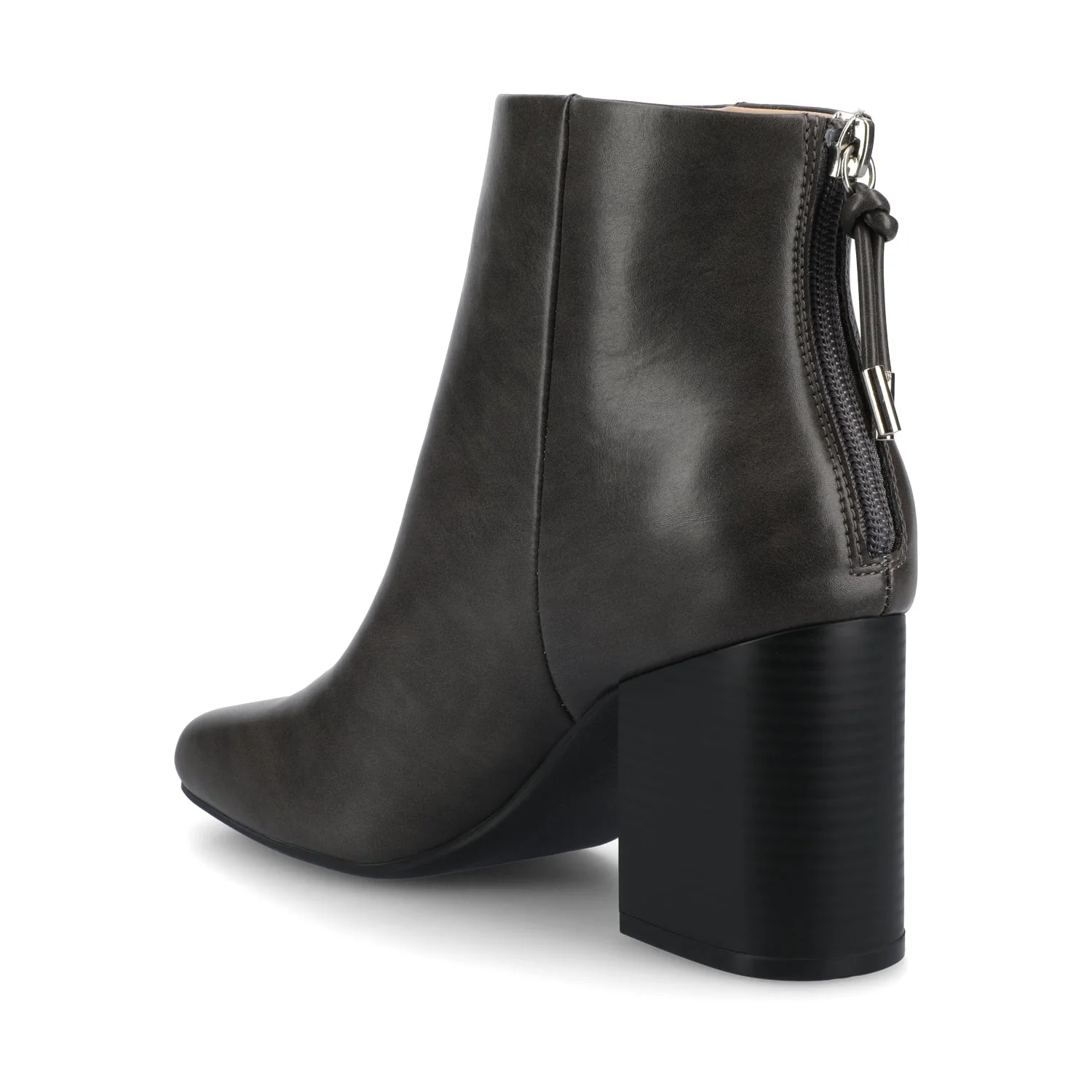 AUDRINA BLOCK HEELED BOOTIES IN VEGAN LEATHER - Charcoal PU - Image 3
