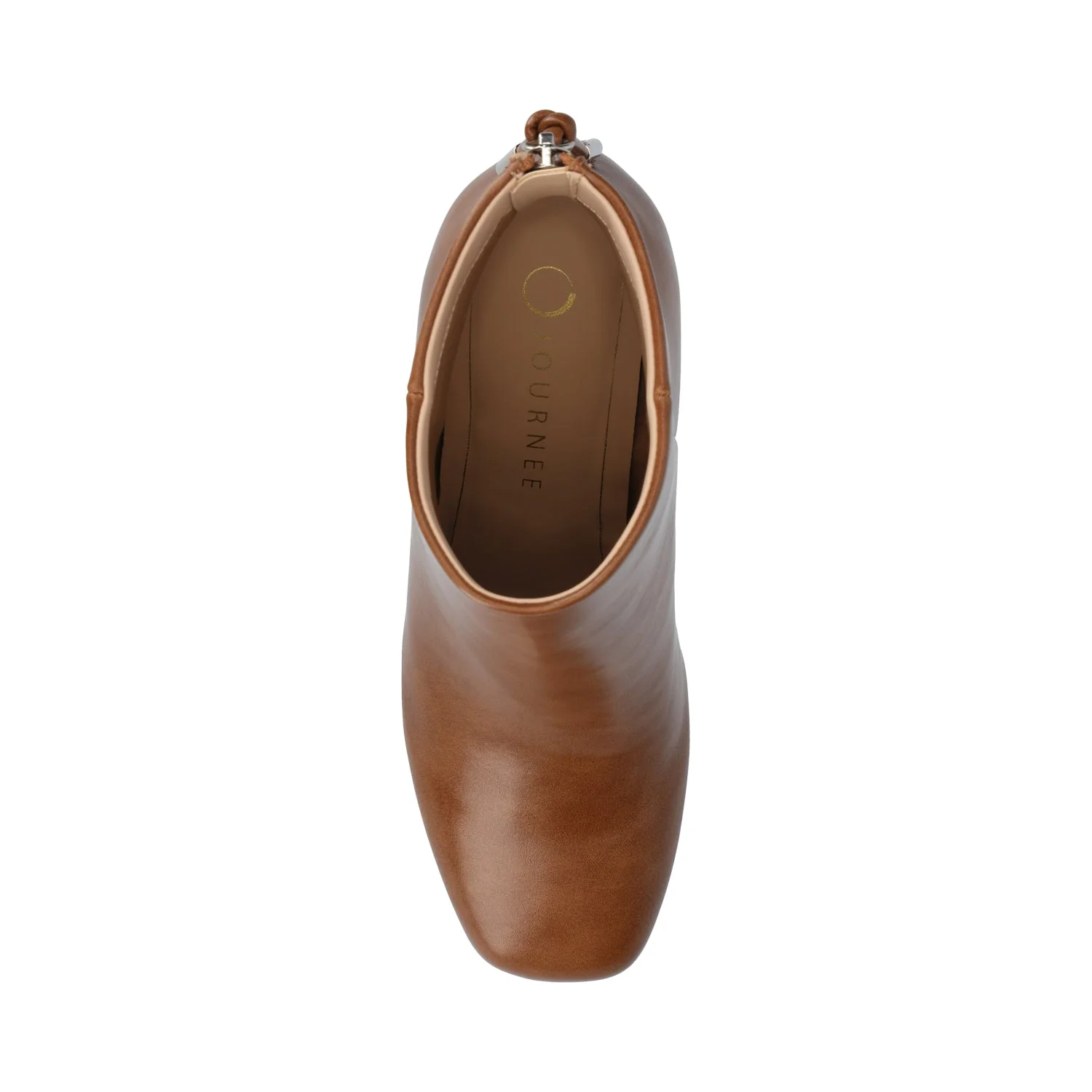 AUDRINA BLOCK HEELED BOOTIES IN VEGAN LEATHER - Cognac PU - Image 4