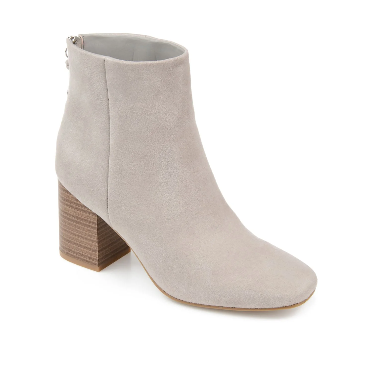 AUDRINA BLOCK HEELED BOOTIES IN VEGAN LEATHER - Grey - Image 2