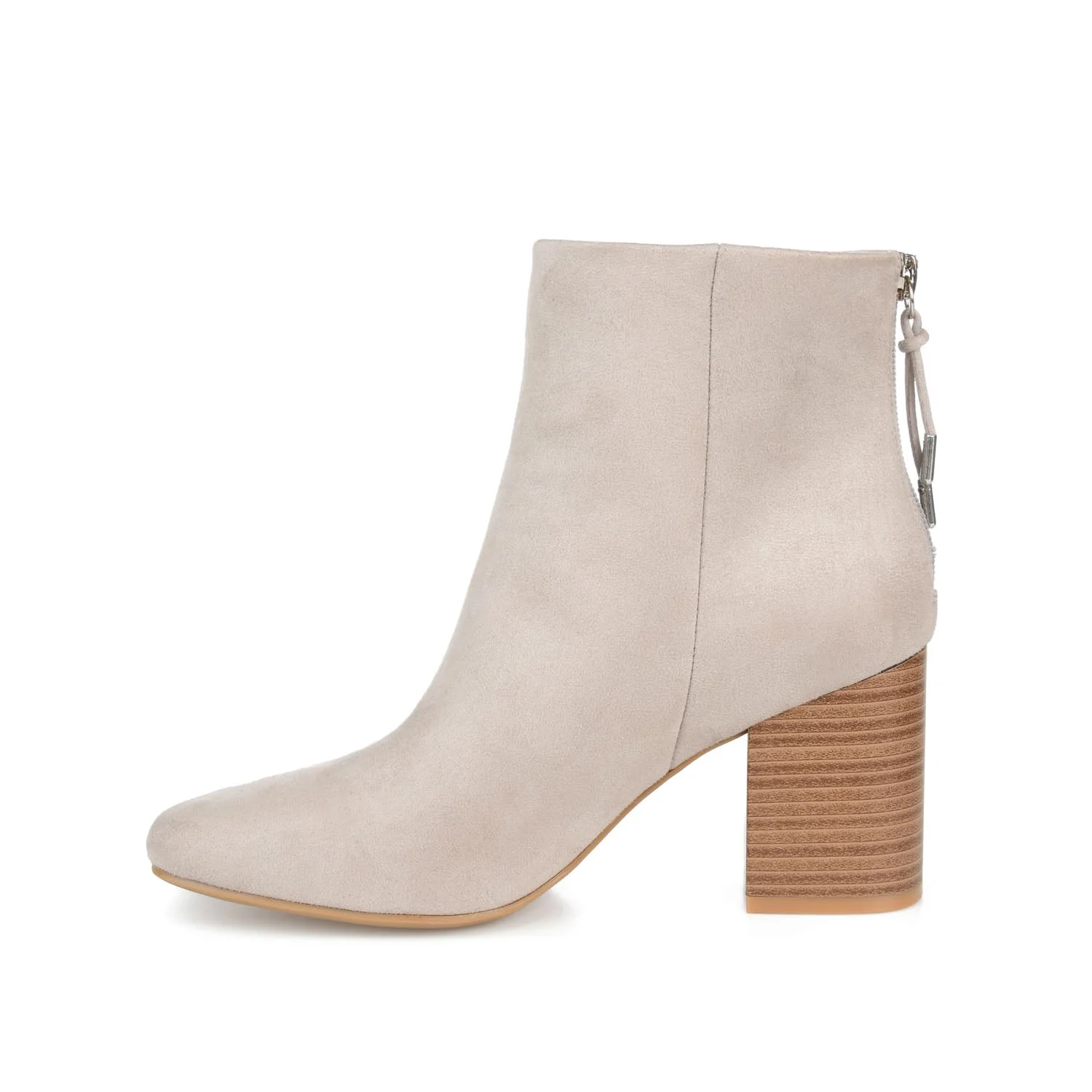 AUDRINA BLOCK HEELED BOOTIES IN VEGAN LEATHER - Grey - Image 3