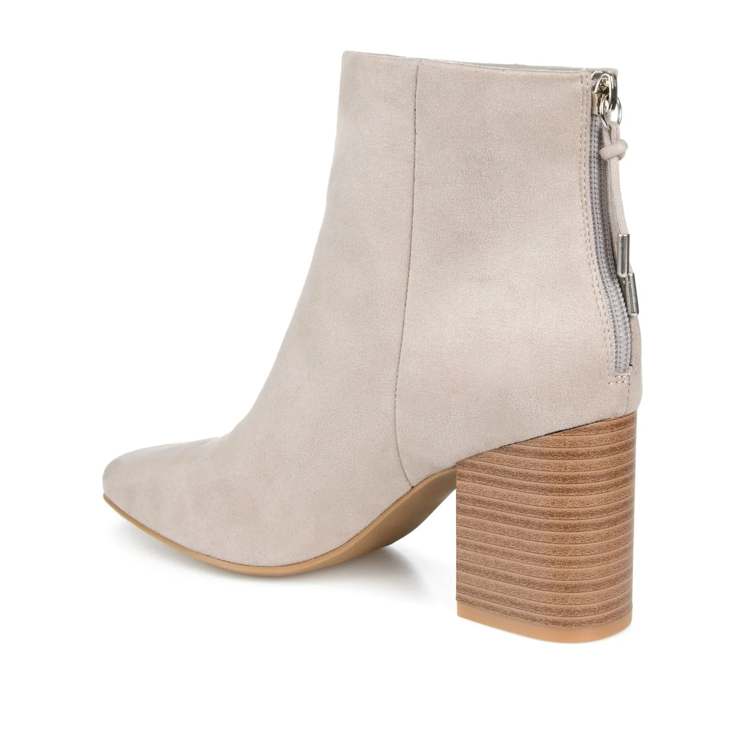 AUDRINA BLOCK HEELED BOOTIES IN VEGAN LEATHER - Grey - Image 4