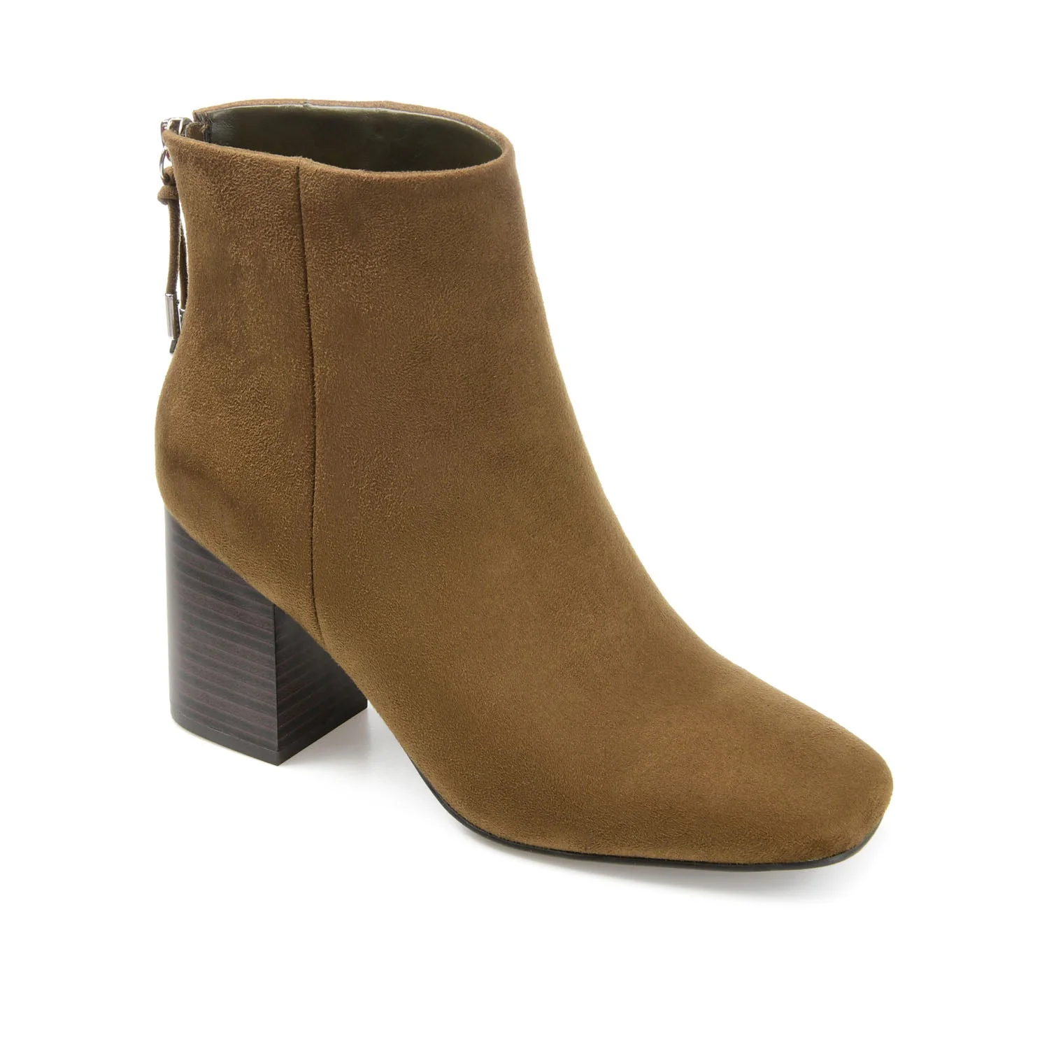 AUDRINA BLOCK HEELED BOOTIES IN VEGAN LEATHER - Olive - Image 2