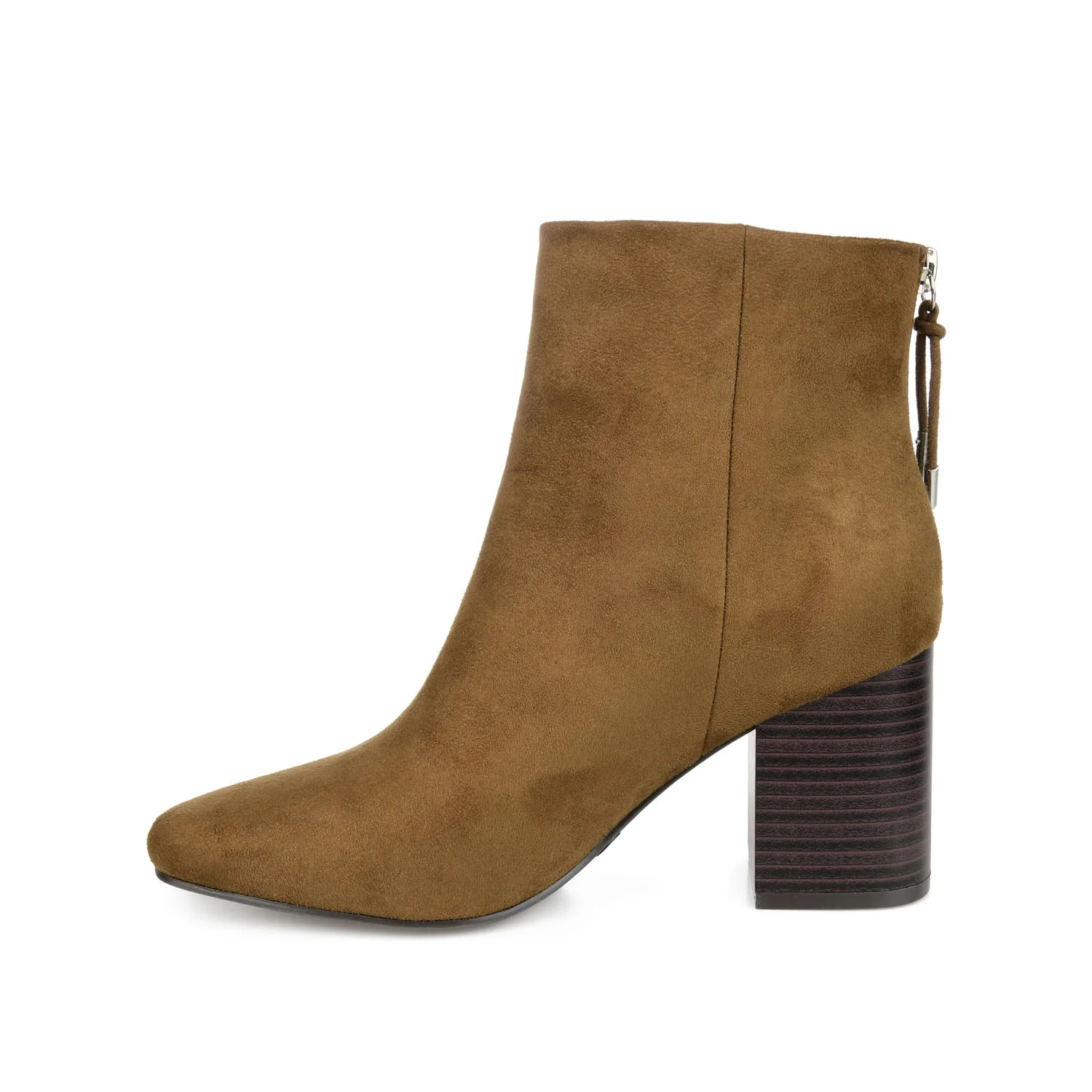 AUDRINA BLOCK HEELED BOOTIES IN VEGAN LEATHER - Olive - Image 3
