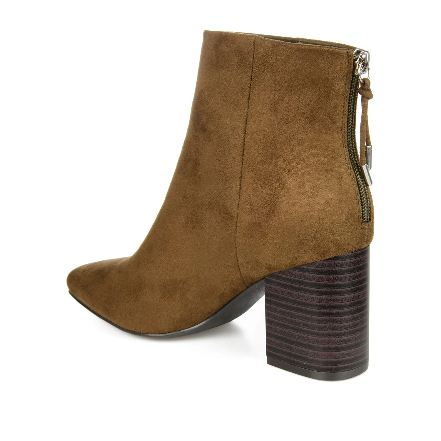 AUDRINA BLOCK HEELED BOOTIES IN VEGAN LEATHER - Olive - Image 4