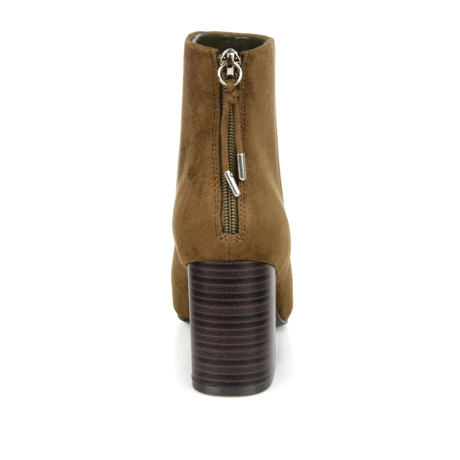 AUDRINA BLOCK HEELED BOOTIES IN VEGAN LEATHER - Olive - Image 7