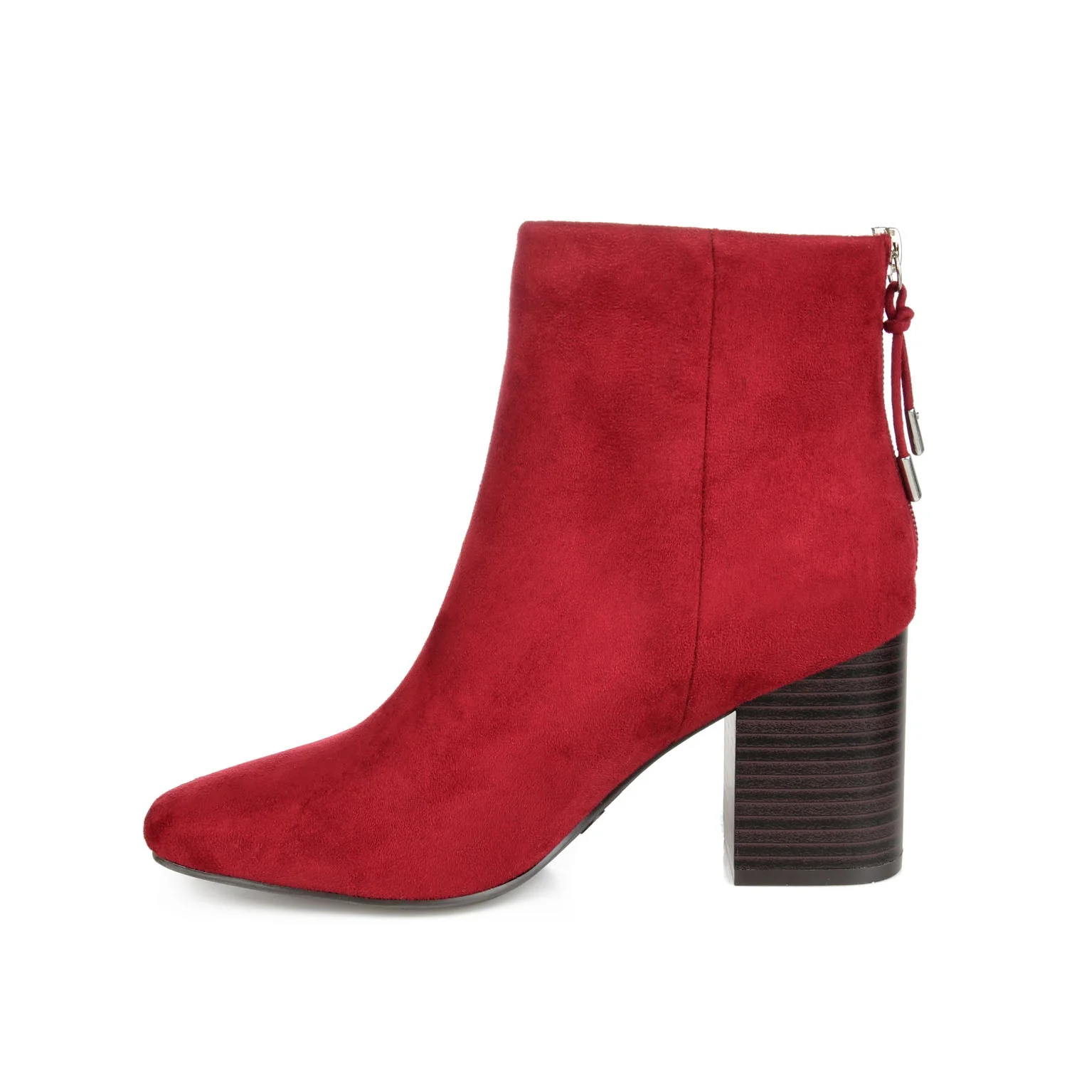 AUDRINA BLOCK HEELED BOOTIES IN VEGAN LEATHER - Red - Image 3