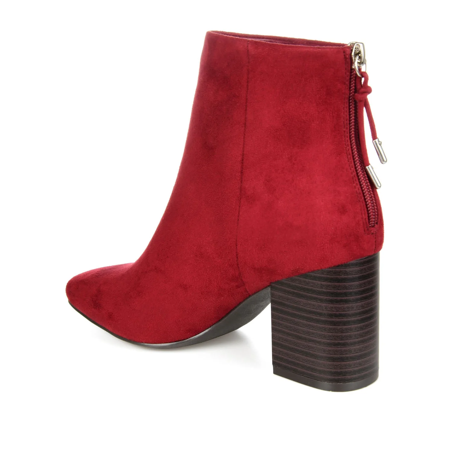AUDRINA BLOCK HEELED BOOTIES IN VEGAN LEATHER - Red - Image 4