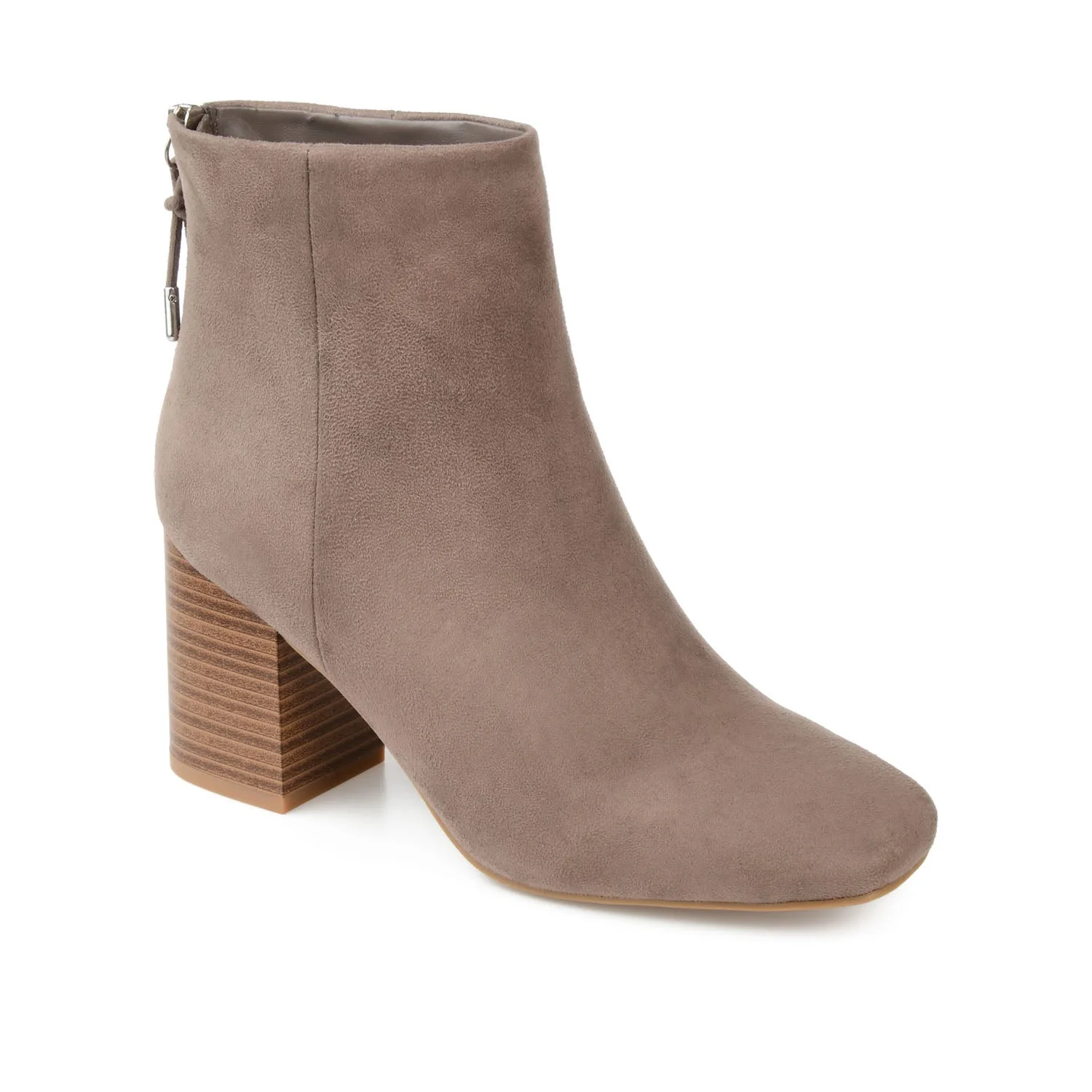AUDRINA BLOCK HEELED BOOTIES IN VEGAN LEATHER - Taupe - Image 2