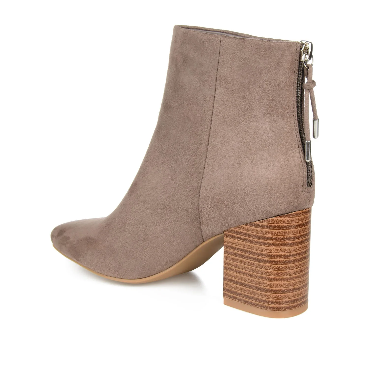 AUDRINA BLOCK HEELED BOOTIES IN VEGAN LEATHER - Taupe - Image 3