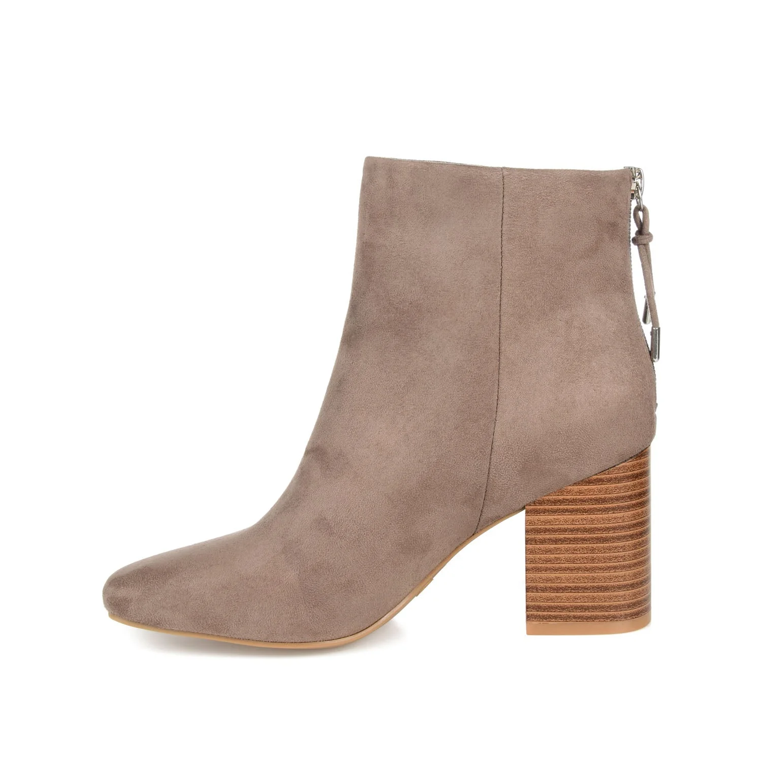 AUDRINA BLOCK HEELED BOOTIES IN VEGAN LEATHER - Taupe - Image 4