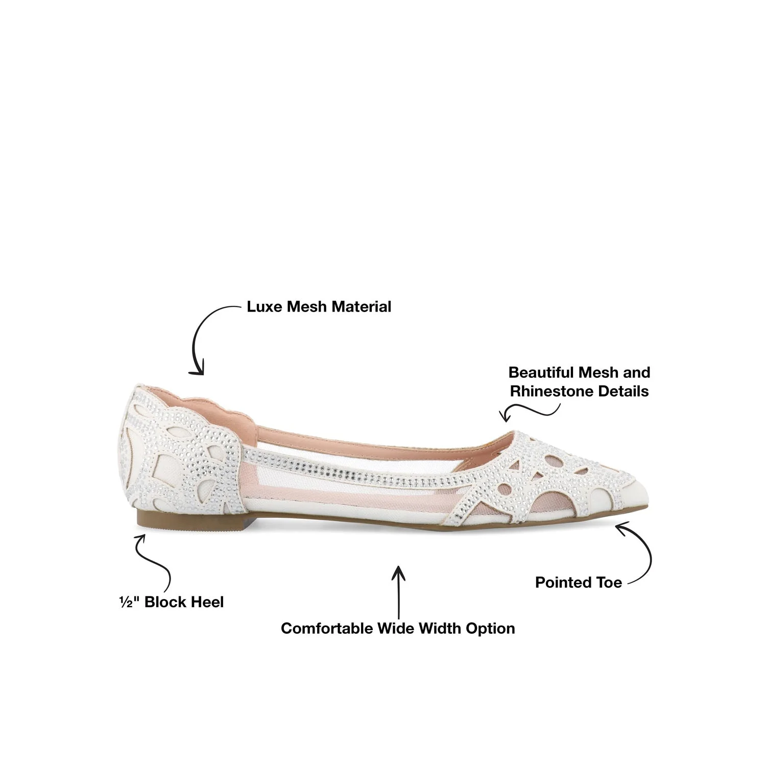 BATAVIA BALLET FLATS IN WIDE - White Mesh - Image 9