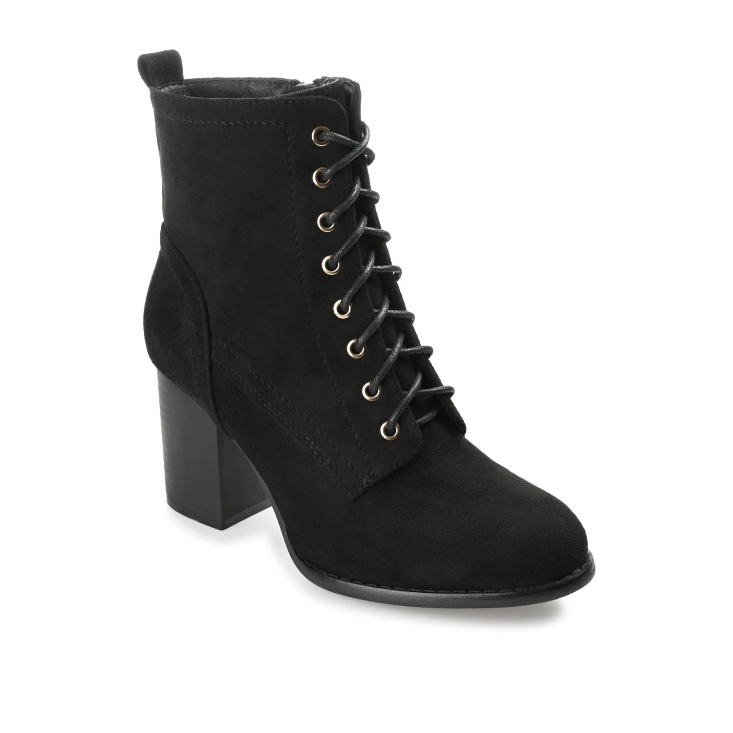 BAYLOR LACE-UP BOOTIES IN FAUX SUEDE - Black Faux Suede - Image 2