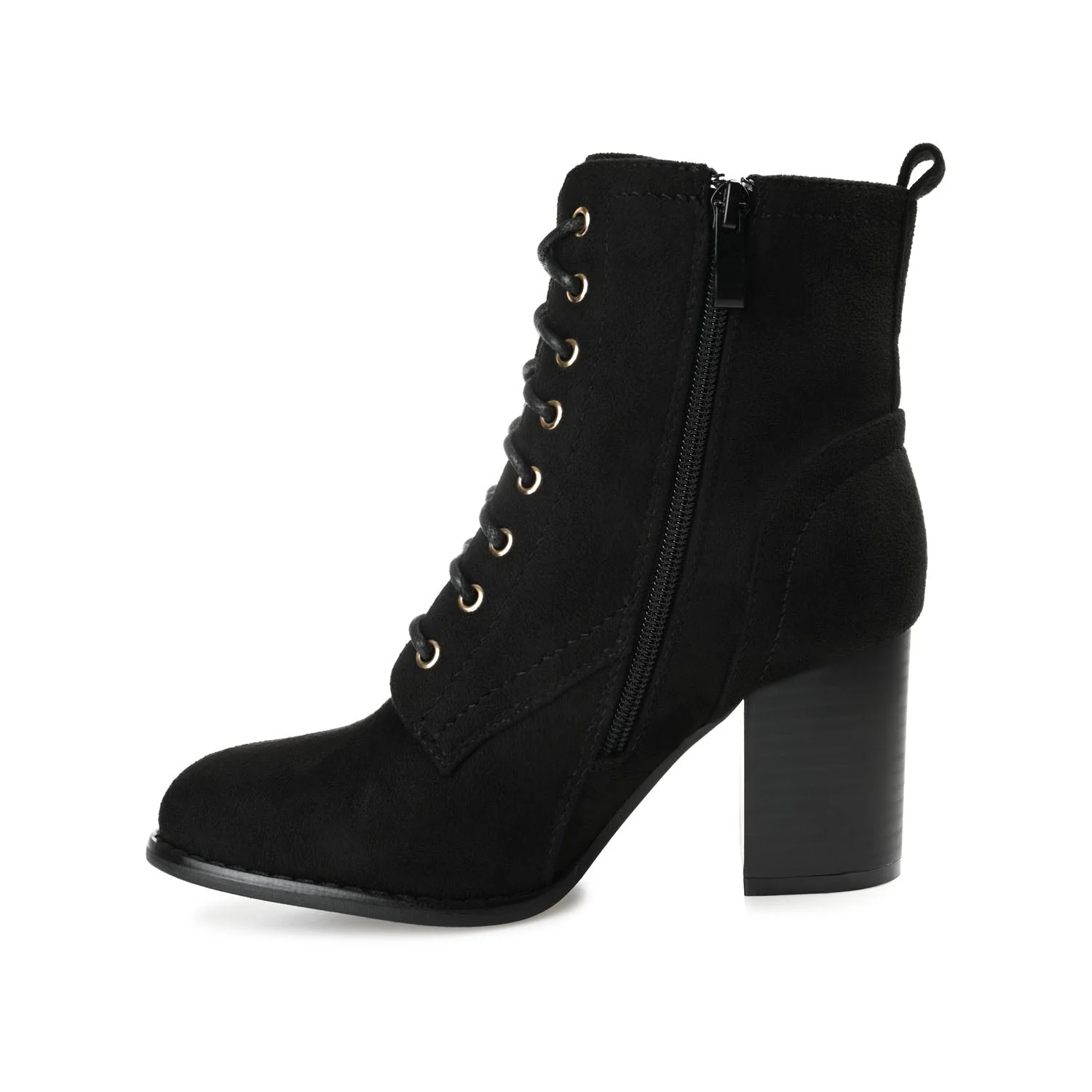 BAYLOR LACE-UP BOOTIES IN FAUX SUEDE - Black Faux Suede - Image 3