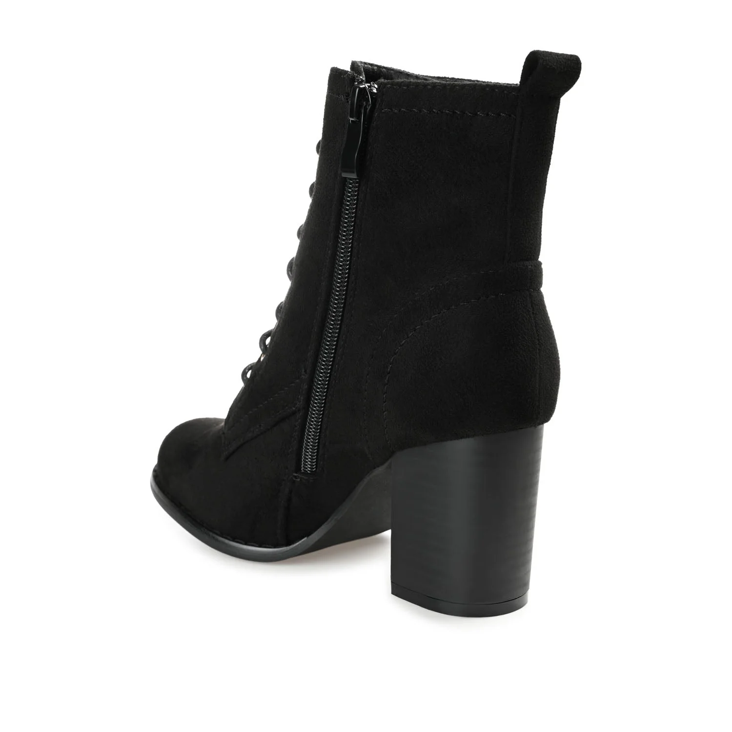 BAYLOR LACE-UP BOOTIES IN FAUX SUEDE - Black Faux Suede - Image 4