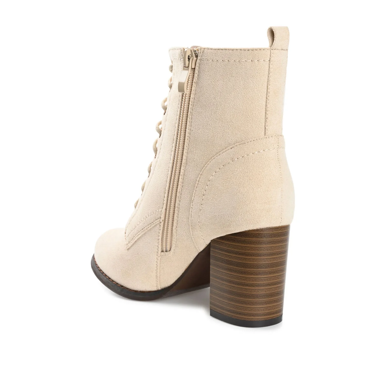 BAYLOR LACE-UP BOOTIES IN FAUX SUEDE - Bone Faux Suede - Image 6