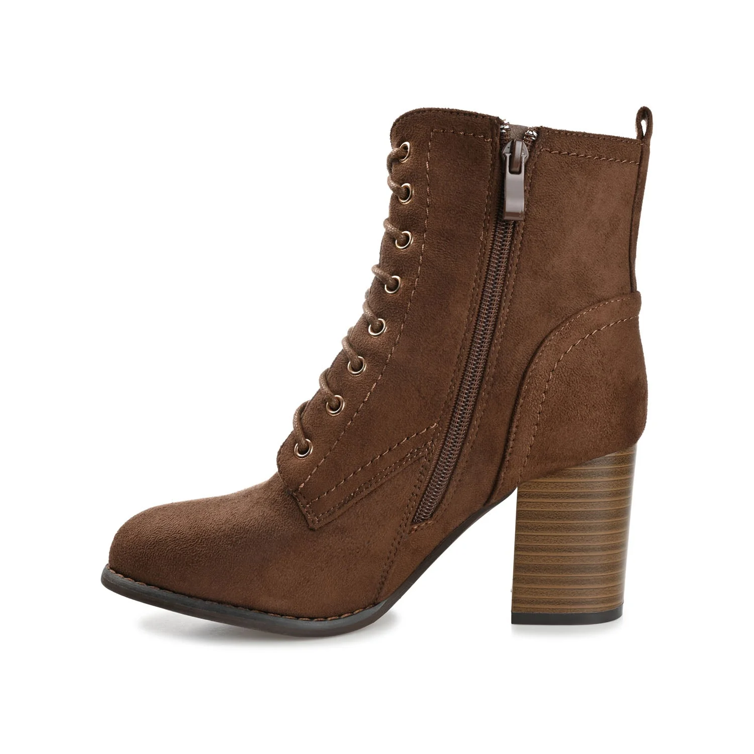 BAYLOR LACE-UP BOOTIES IN FAUX SUEDE - Brown Faux Suede - Image 3