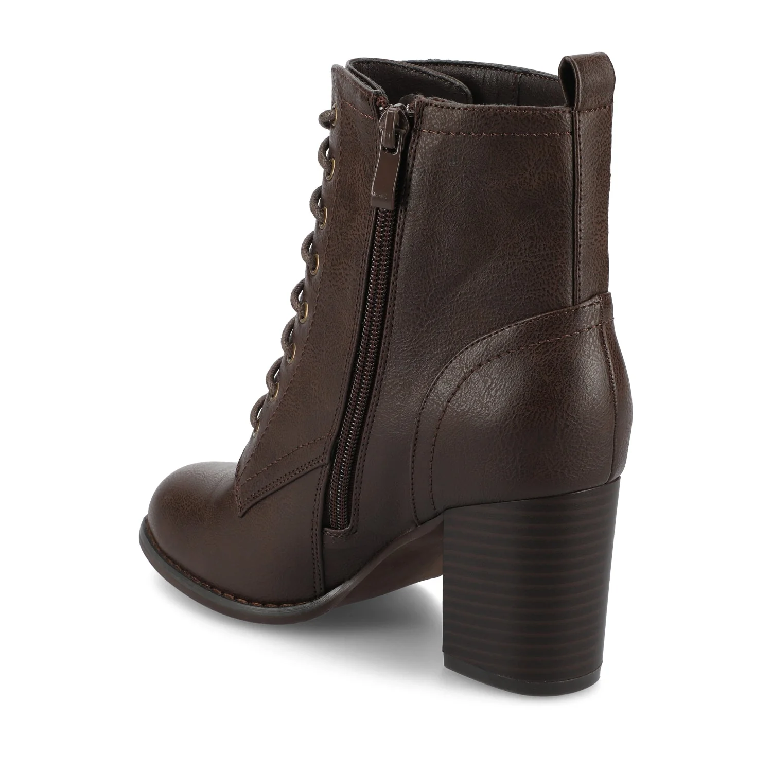 BAYLOR VEGAN LEATHER LACE-UP BOOTIES IN WIDE - Brown PU - Image 3