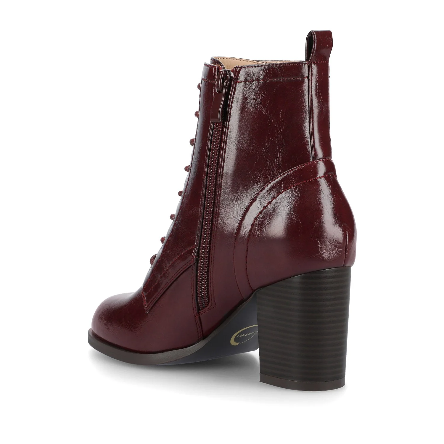 BAYLOR VEGAN LEATHER LACE-UP BOOTIES IN WIDE - Oxblood Patent - Image 5