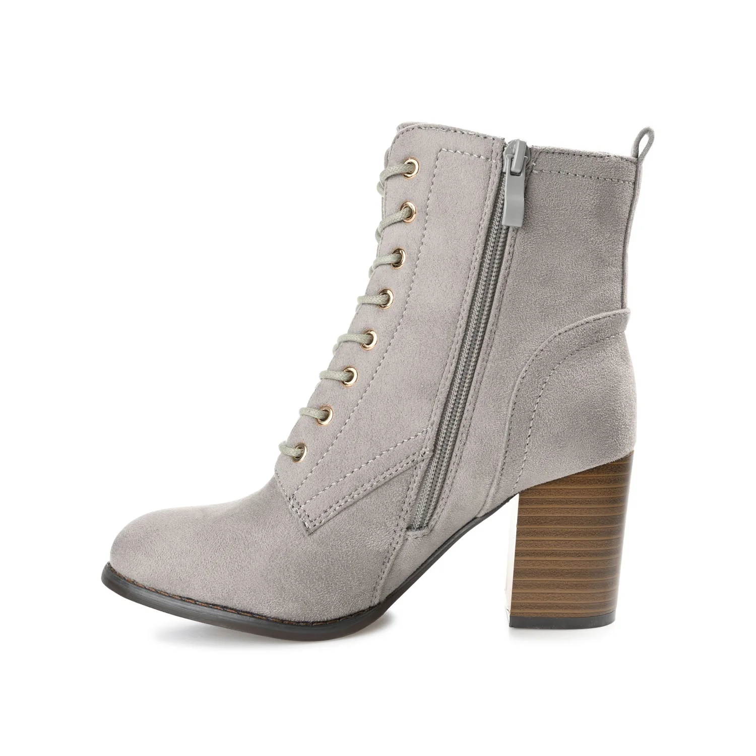 BAYLOR LACE-UP BOOTIES IN FAUX SUEDE - Grey Faux Suede - Image 3