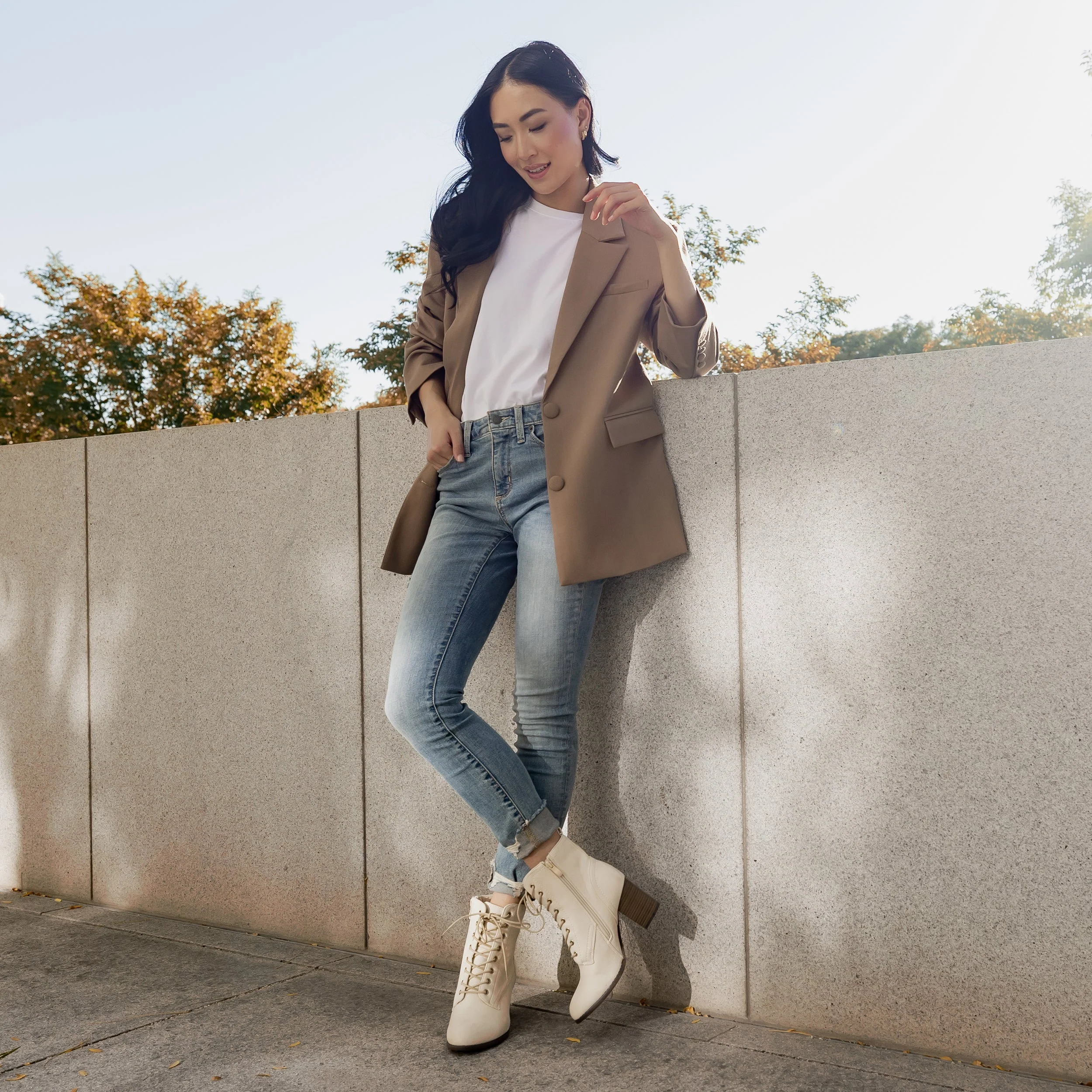 BAYLOR VEGAN LEATHER LACE-UP BOOTIES - Brown PU - Image 3