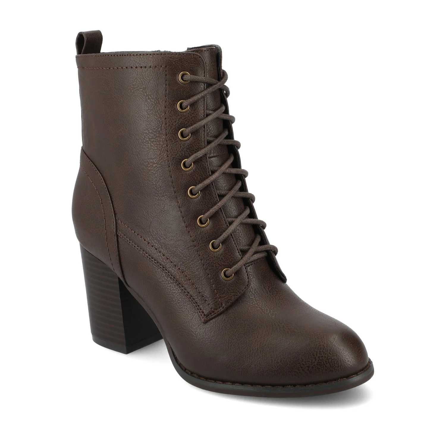 BAYLOR VEGAN LEATHER LACE-UP BOOTIES - Brown PU - Image 4