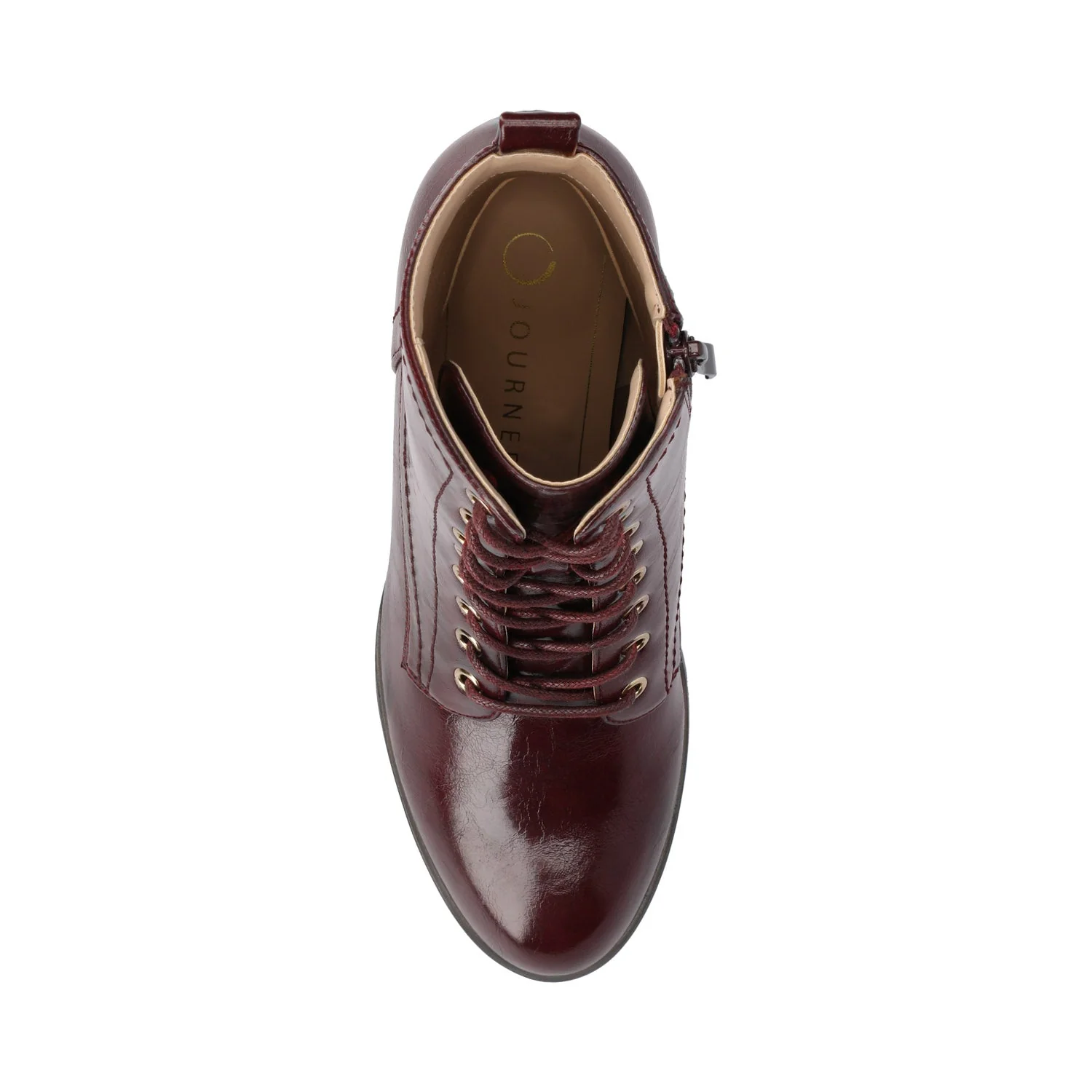 BAYLOR VEGAN LEATHER LACE-UP BOOTIES - Oxblood Patent - Image 4