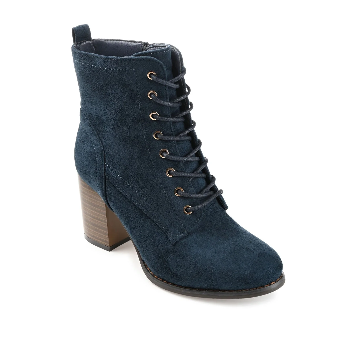 BAYLOR LACE-UP BOOTIES IN FAUX SUEDE - Navy Faux Suede - Image 2
