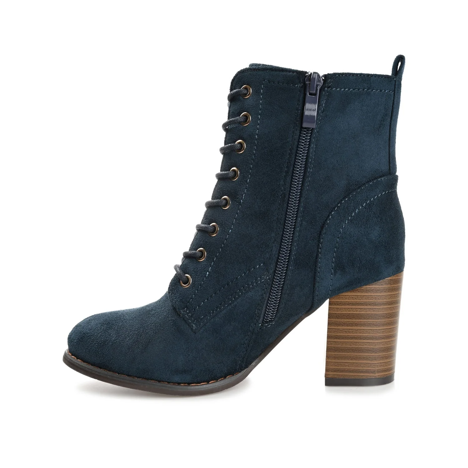 BAYLOR LACE-UP BOOTIES IN FAUX SUEDE - Navy Faux Suede - Image 3