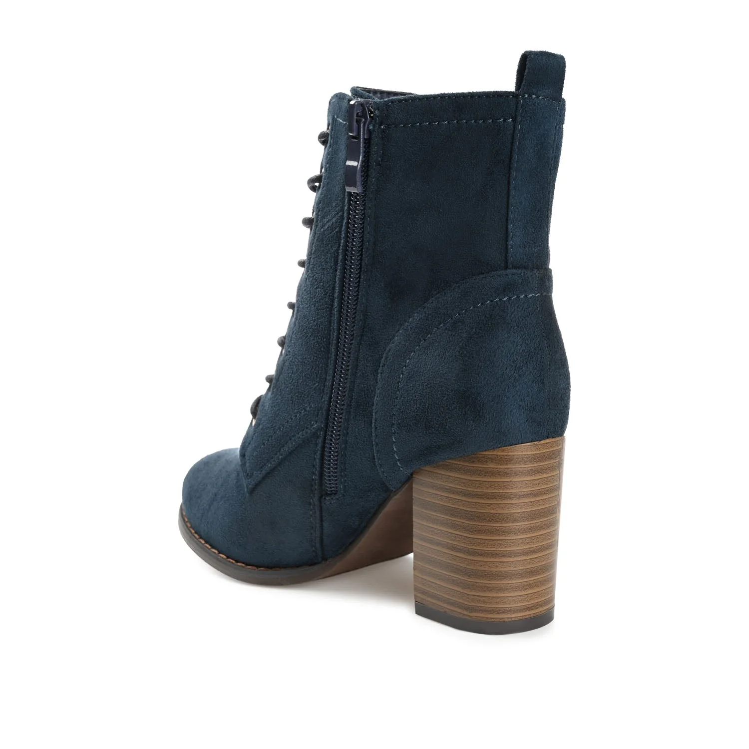 BAYLOR LACE-UP BOOTIES IN FAUX SUEDE - Navy Faux Suede - Image 4