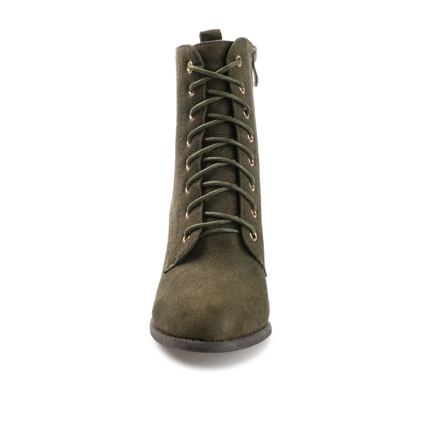 BAYLOR LACE-UP BOOTIES IN FAUX SUEDE - Olive Faux Suede - Image 5