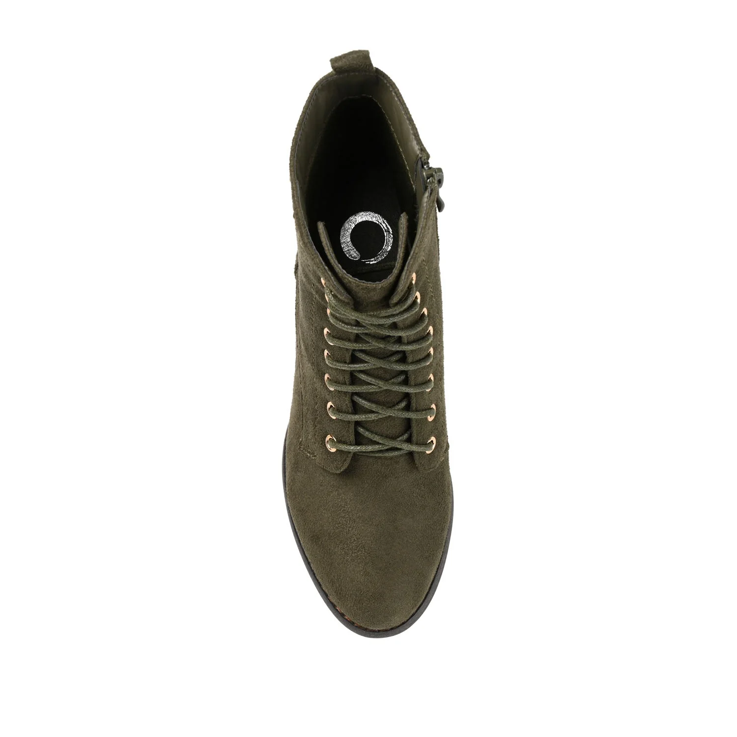 BAYLOR LACE-UP BOOTIES IN FAUX SUEDE - Olive Faux Suede - Image 6