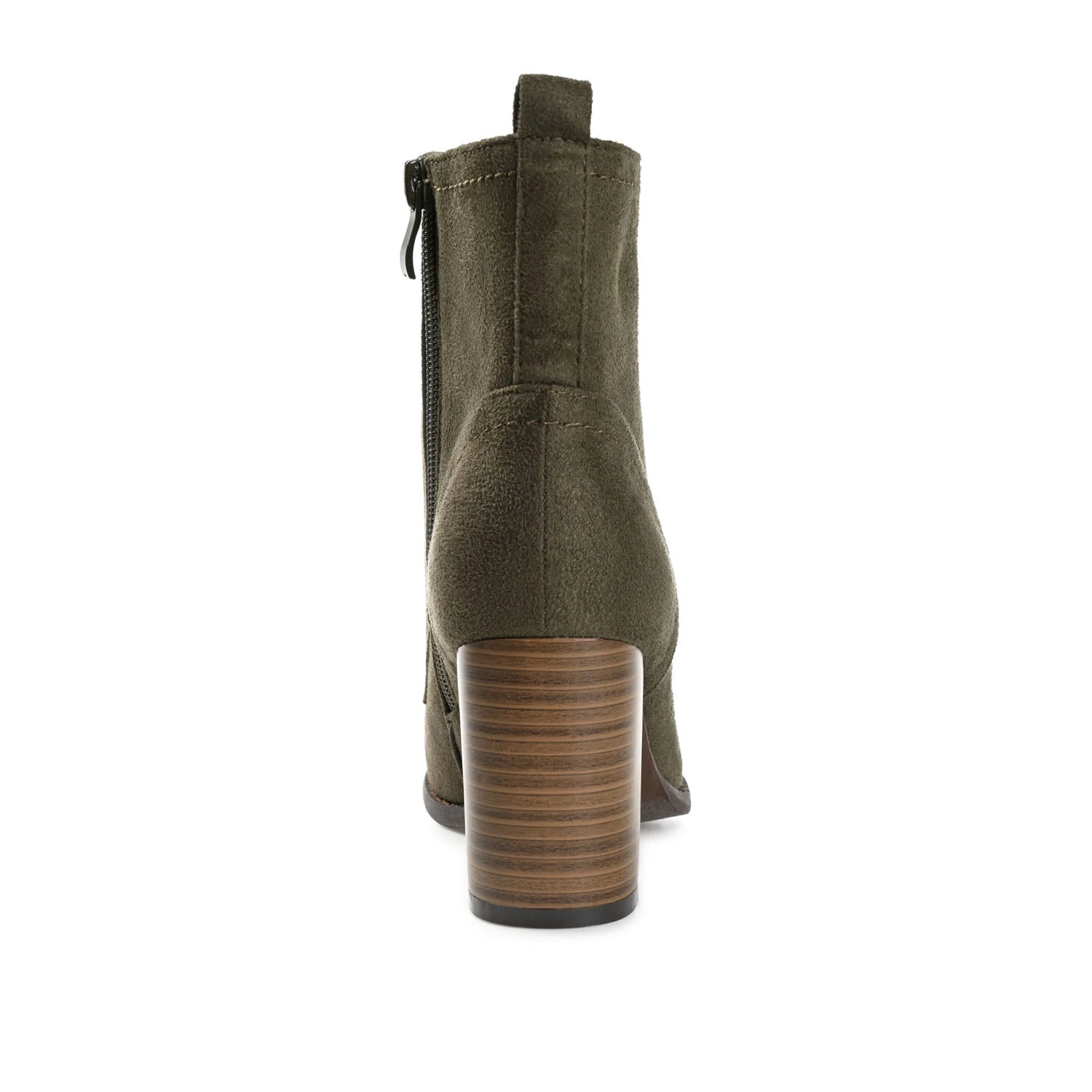 BAYLOR LACE-UP BOOTIES IN FAUX SUEDE - Olive Faux Suede - Image 7