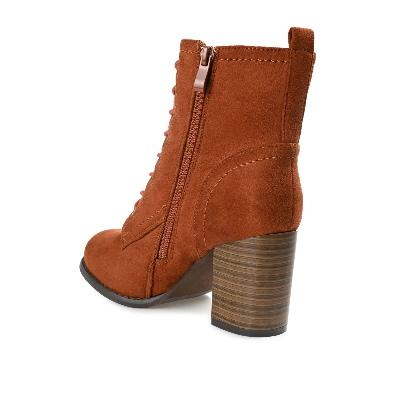 BAYLOR LACE-UP BOOTIES IN FAUX SUEDE - Rust Faux Suede - Image 3