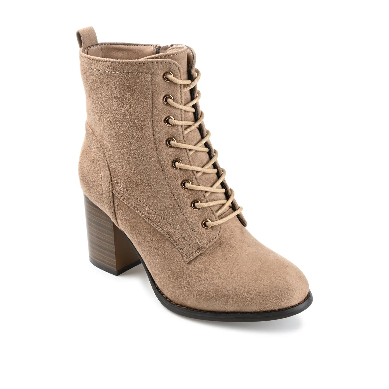 BAYLOR LACE-UP BOOTIES IN FAUX SUEDE - Taupe Suede - Image 2