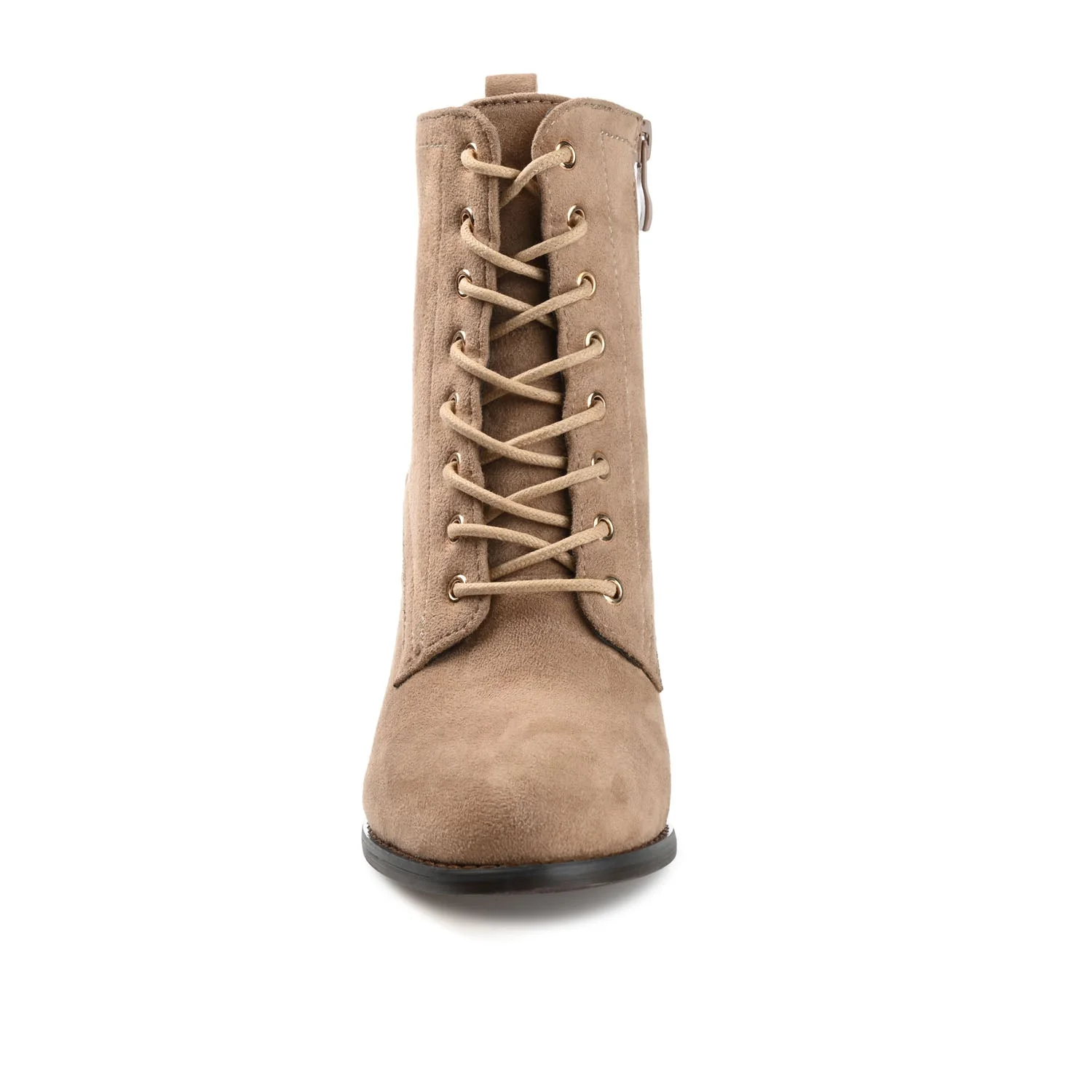 BAYLOR LACE-UP BOOTIES IN FAUX SUEDE - Taupe Suede - Image 5