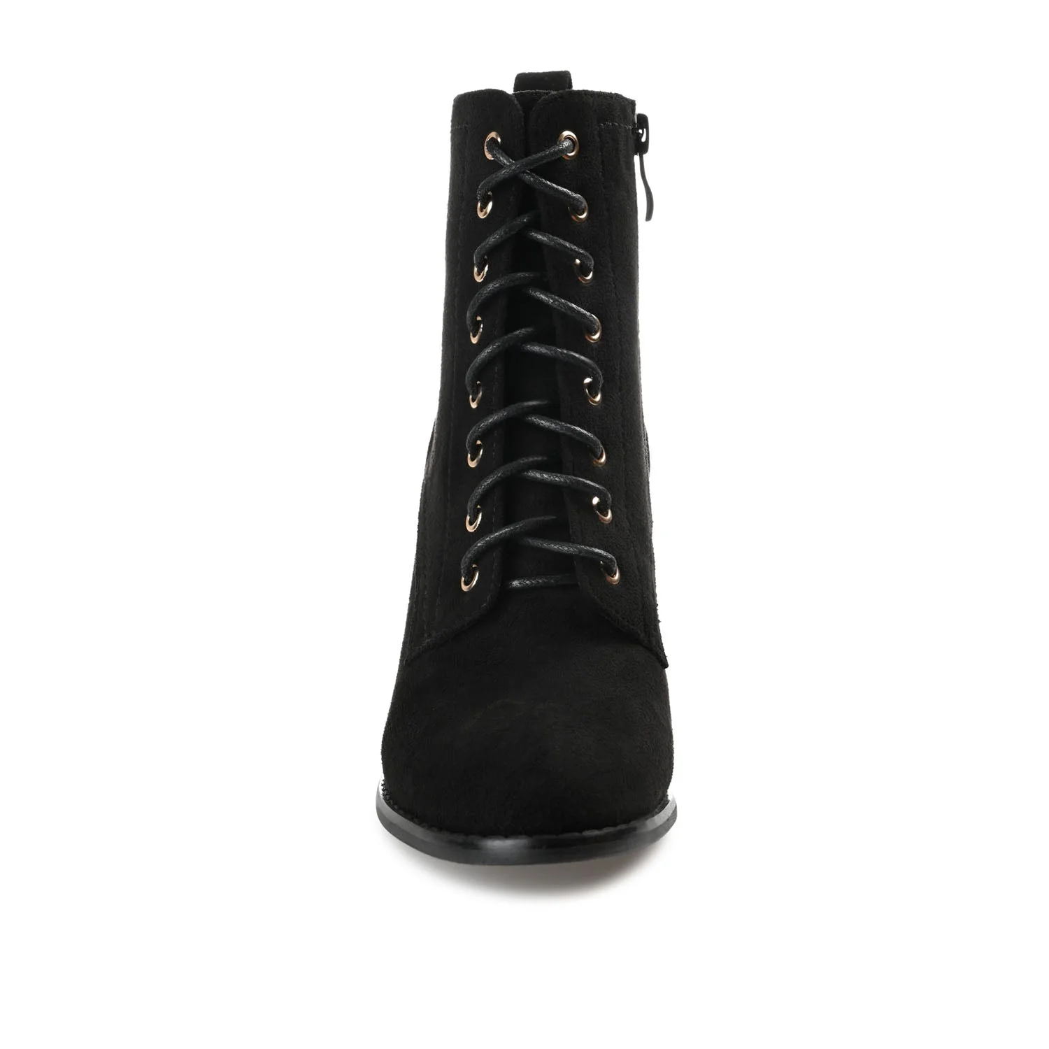BAYLOR LACE-UP BOOTIES IN WIDE - Black Faux Suede - Image 5