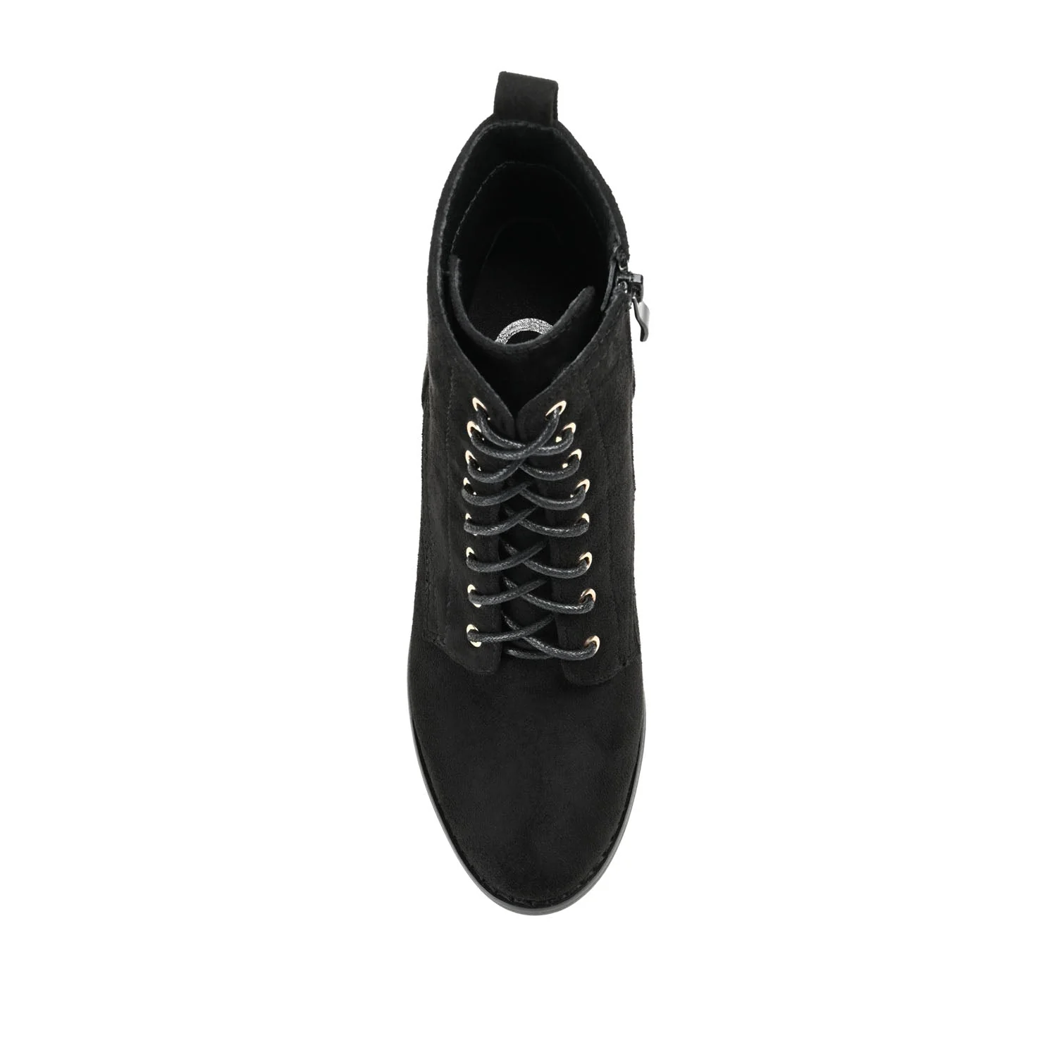 BAYLOR LACE-UP BOOTIES IN WIDE - Black Faux Suede - Image 6