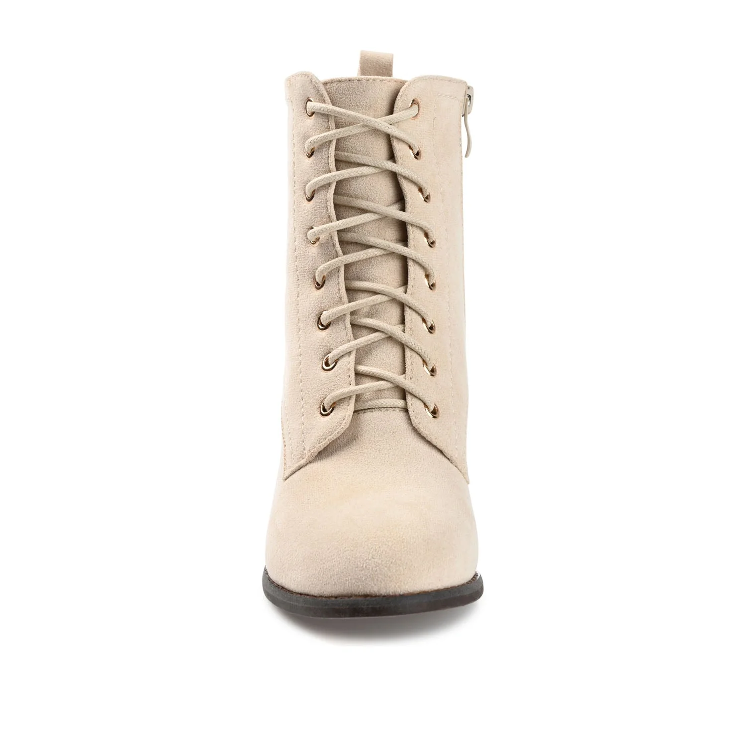 BAYLOR LACE-UP BOOTIES IN WIDE - Bone Faux Suede - Image 7