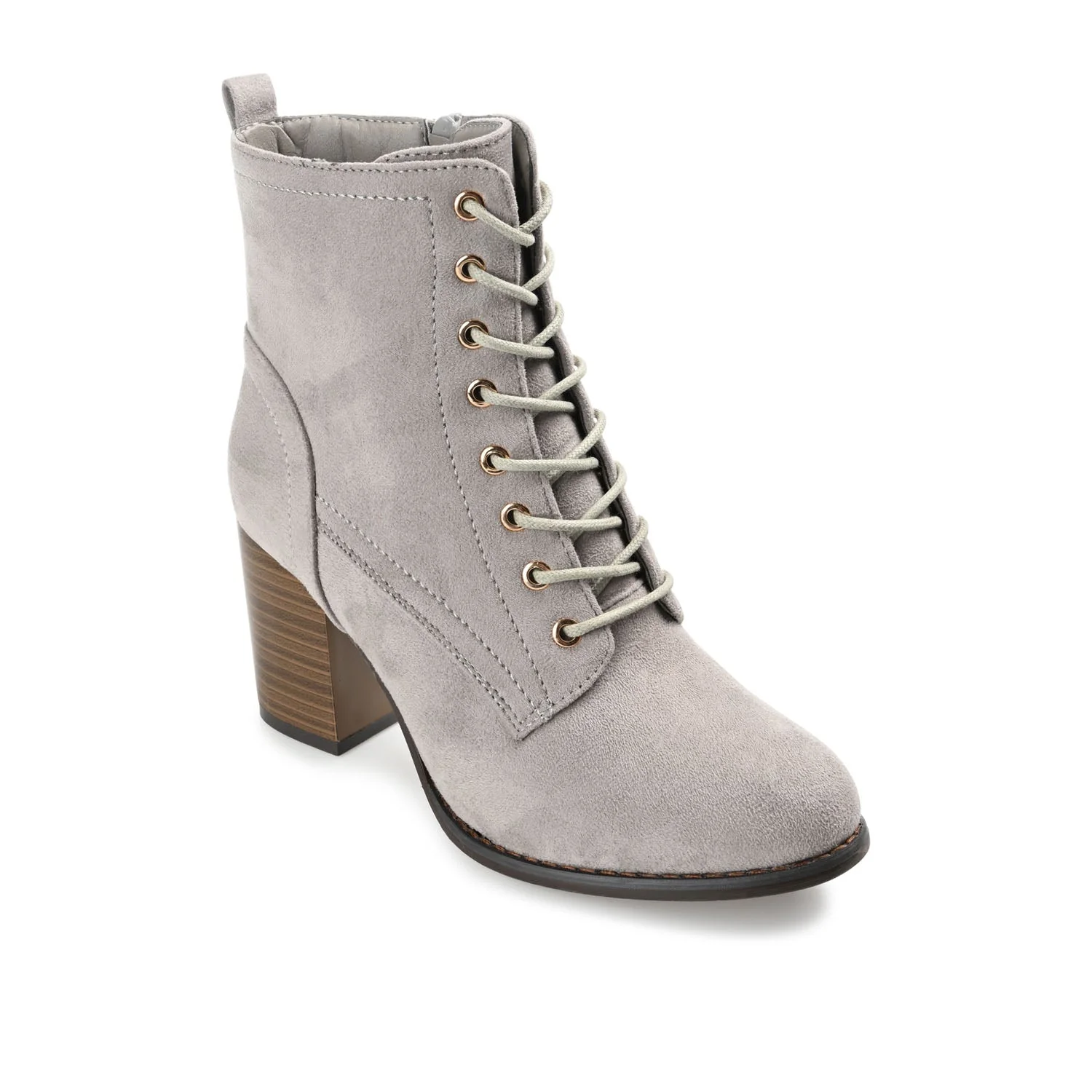 BAYLOR LACE-UP BOOTIES IN WIDE - Grey Faux Suede - Image 2