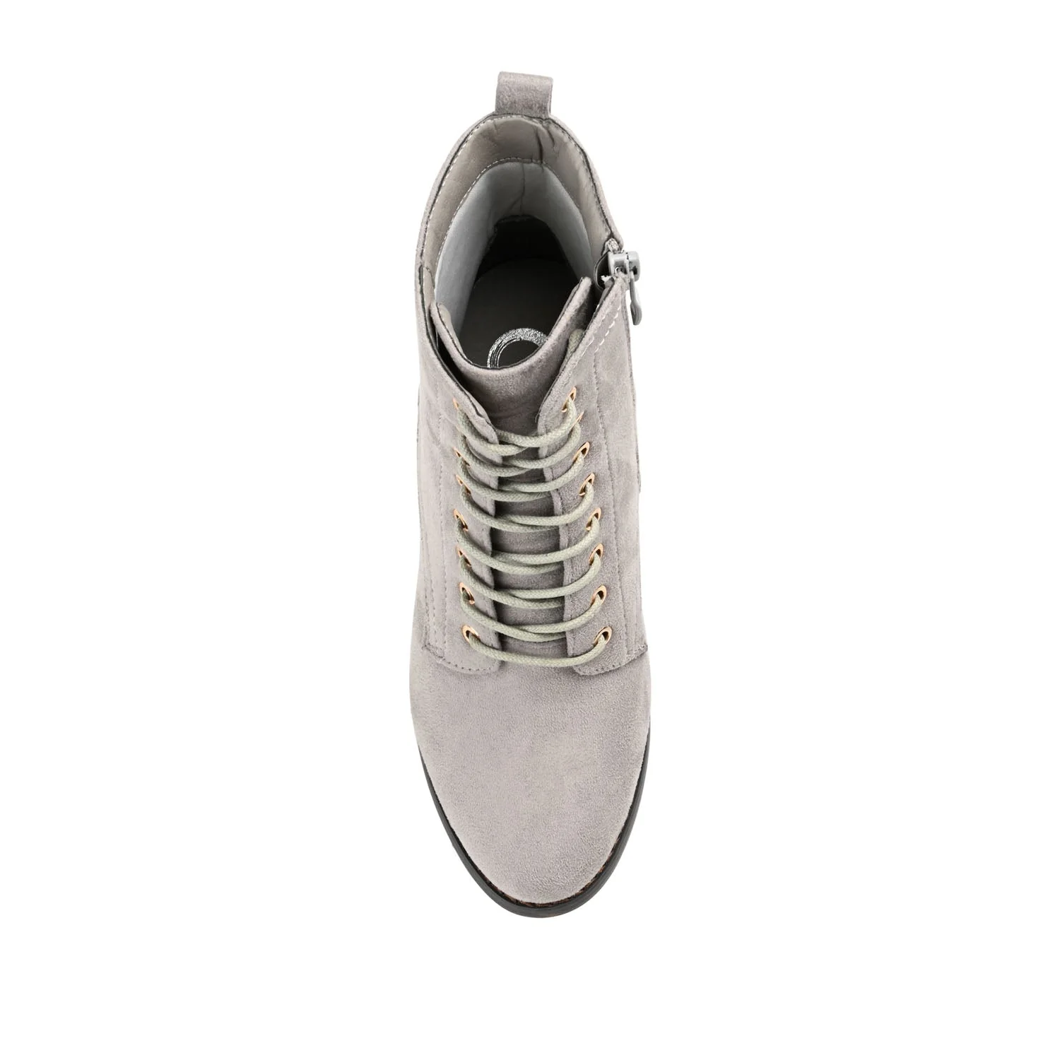 BAYLOR LACE-UP BOOTIES IN WIDE - Grey Faux Suede - Image 6