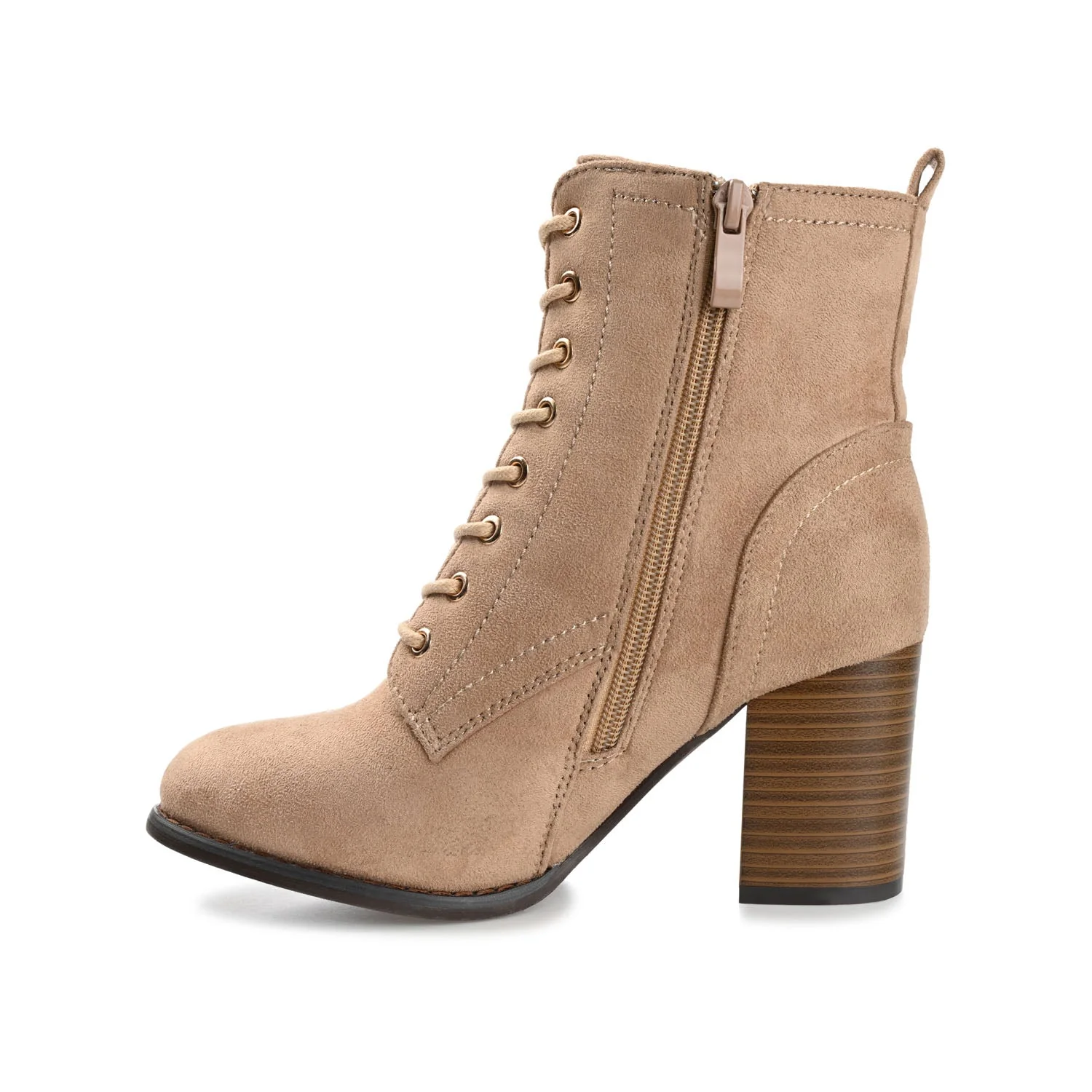 BAYLOR LACE-UP BOOTIES IN WIDE - Taupe Suede - Image 3