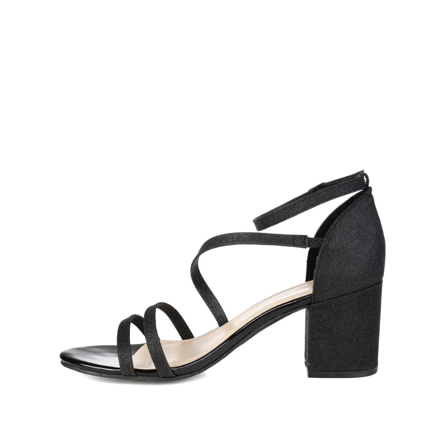 BELLA GLITTERED STRAPPY HEELS IN WIDE - Black Glitter - Image 3