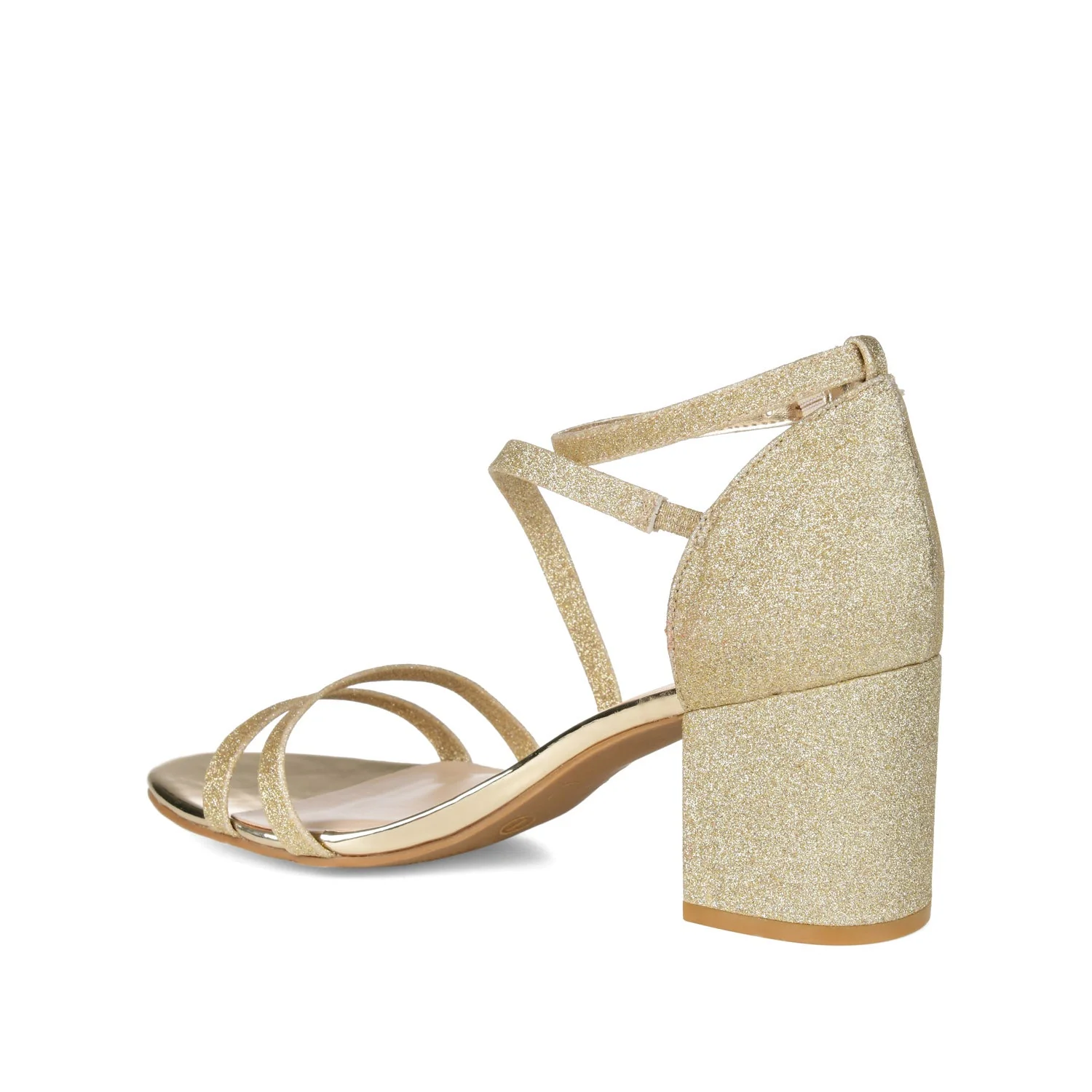 BELLA GLITTERED STRAPPY HEELS IN WIDE - Gold Glitter - Image 4