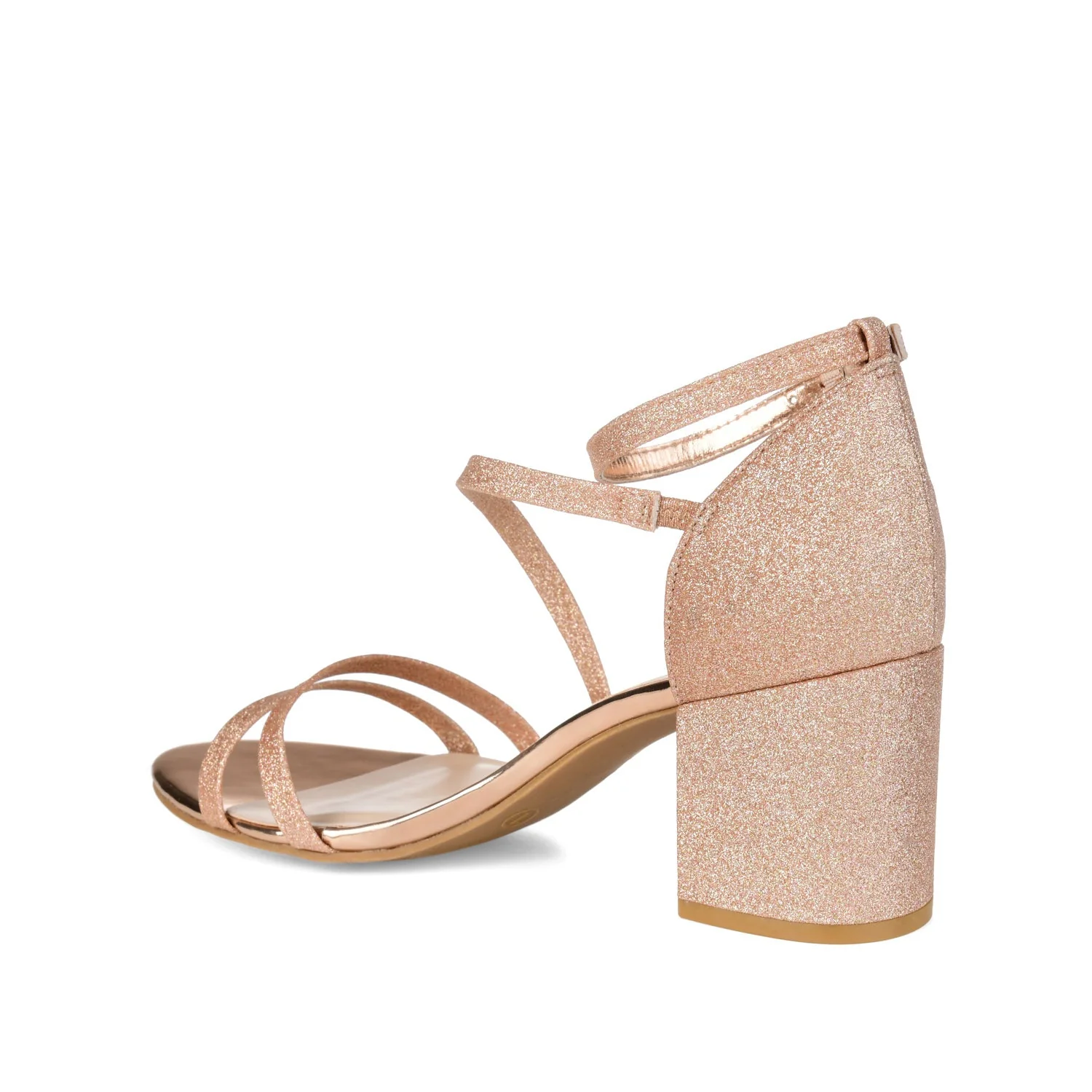 BELLA GLITTERED STRAPPY HEELS IN WIDE - Rose Gold Glitter - Image 4